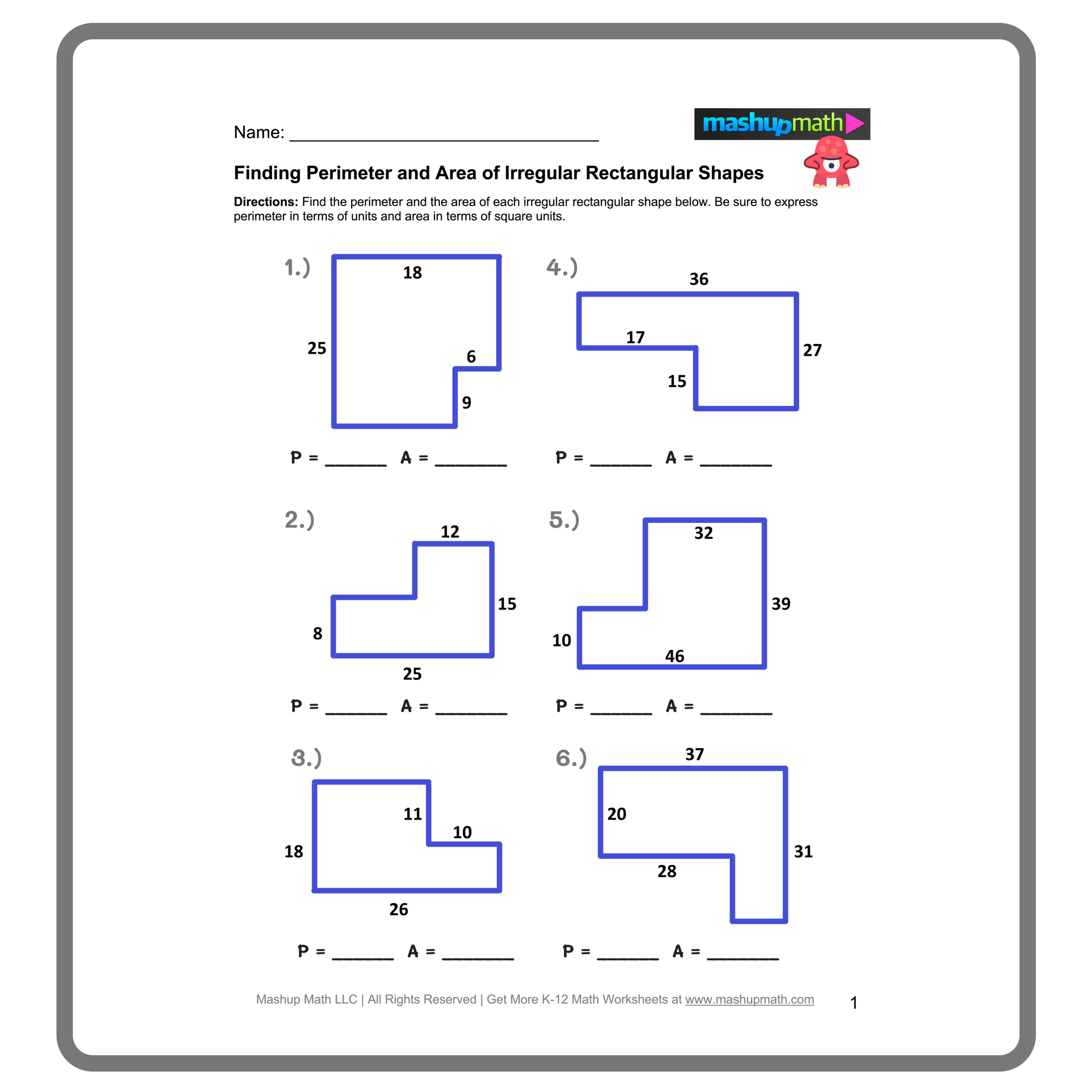 area of irregular shapes worksheet area of irregular shapes worksheet