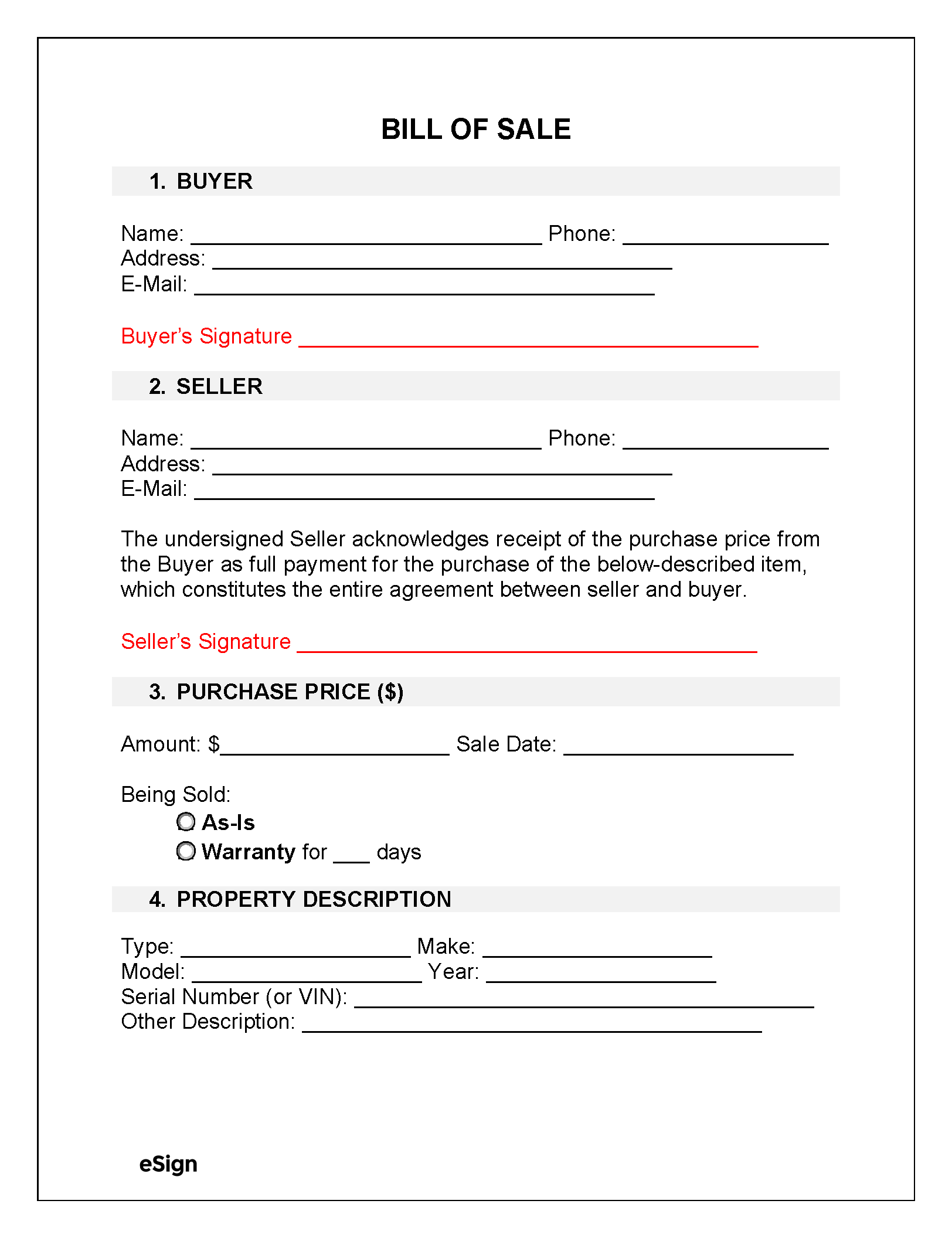 printable general bill of sale template word printable general bill of sale template word