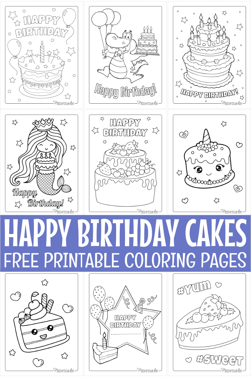 Free Birthday Cake Coloring Pages For Kids Adults