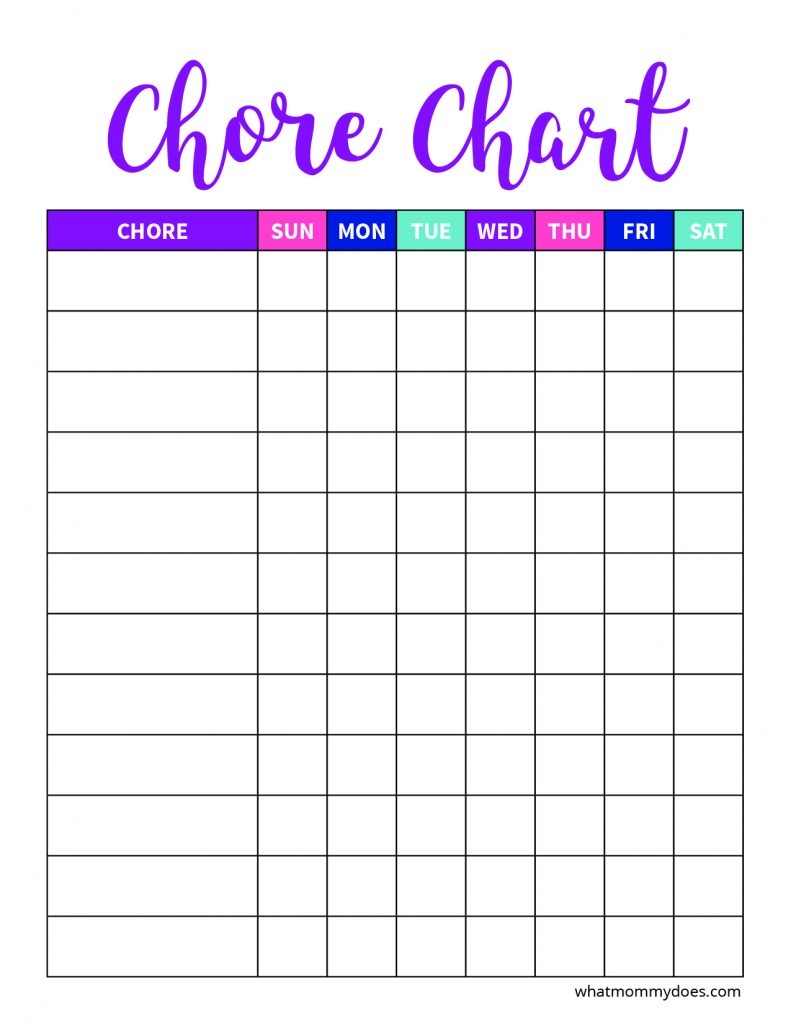 Free Blank Printable Weekly Chore Chart Template For Kids What Mommy Does Free Blank Printable Weekly Chore Chart Template For Kids What Mommy Does