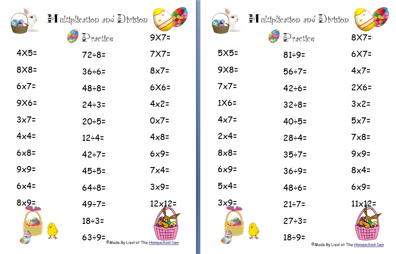 Free Easter Multiplication And Division Worksheets Homeschool Den Free Easter Multiplication And Division Worksheets Homeschool Den
