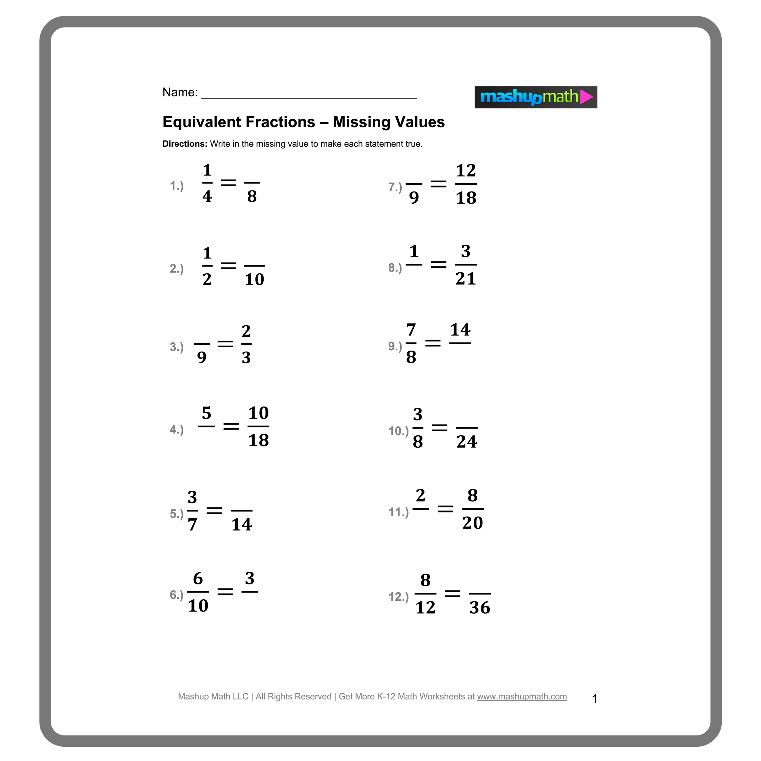 Free Equivalent Fractions Worksheets with Answers Mashup Math Free Equivalent Fractions Worksheets with Answers Mashup Math