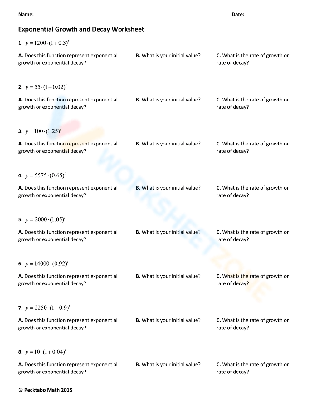 Free Exponential Growth And Decay Worksheets With Answer Key Worksheets Library Free Exponential Growth And Decay Worksheets With Answer Key Worksheets Library