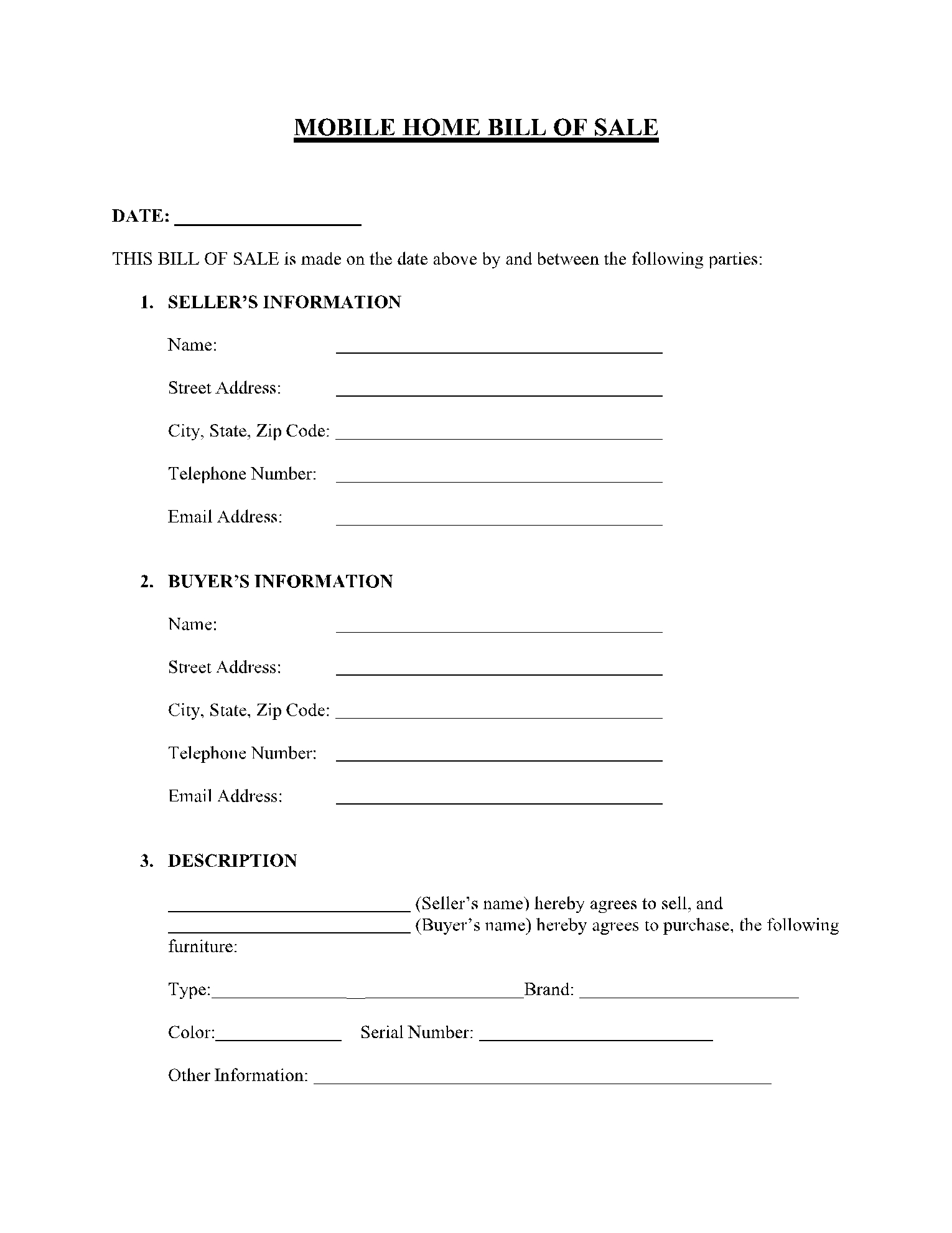 Free Mobile Manufactured Home Bill Of Sale Template CocoSign Free Mobile Manufactured Home Bill Of Sale Template CocoSign