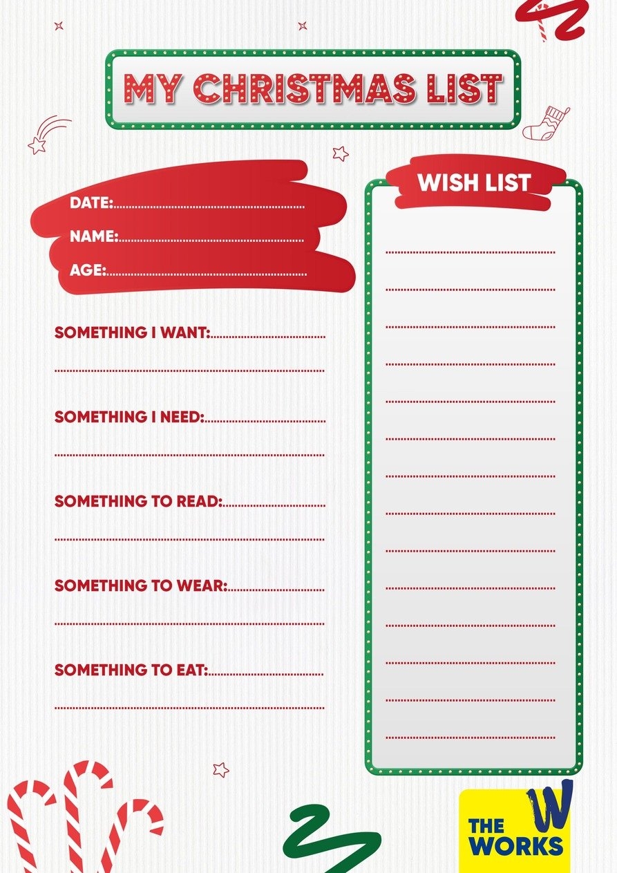 Free Printable Christmas Wishlist Template The Works Free Printable Christmas Wishlist Template The Works