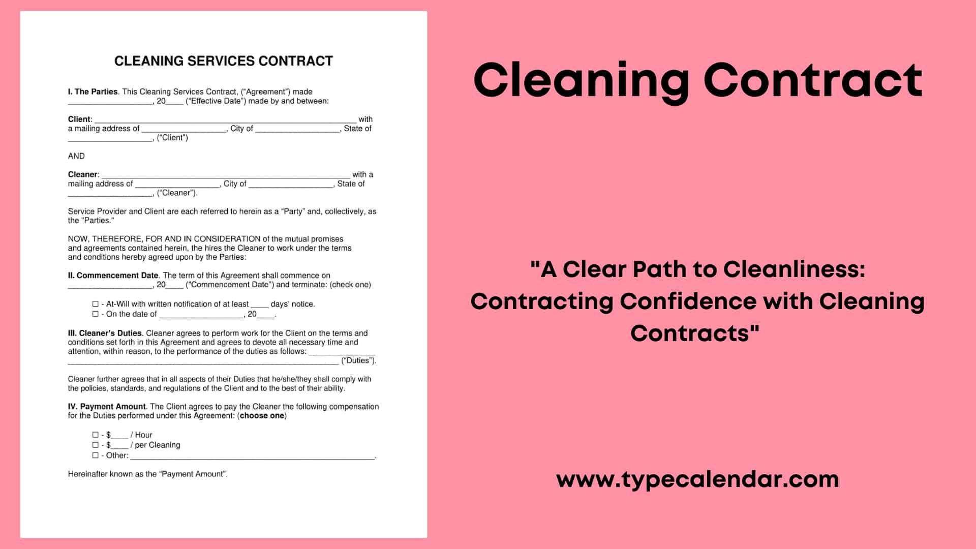 Free Printable Cleaning Contract Templates Word PDF Free Printable Cleaning Contract Templates Word PDF