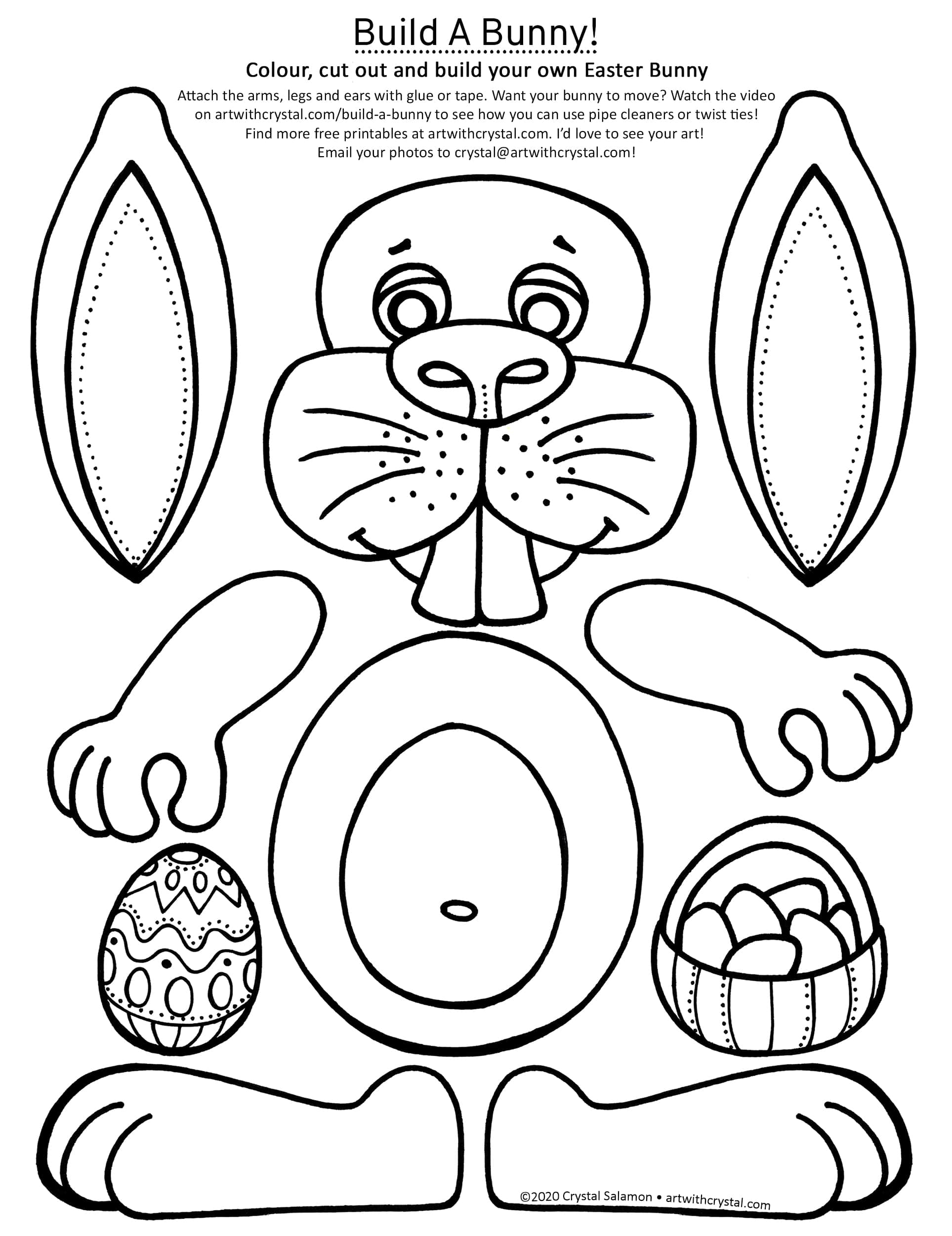 Free Printable Easter Bunny Kid s Craft Colour Build Art With Crystal Free Printable Easter Bunny Kid s Craft Colour Build Art With Crystal
