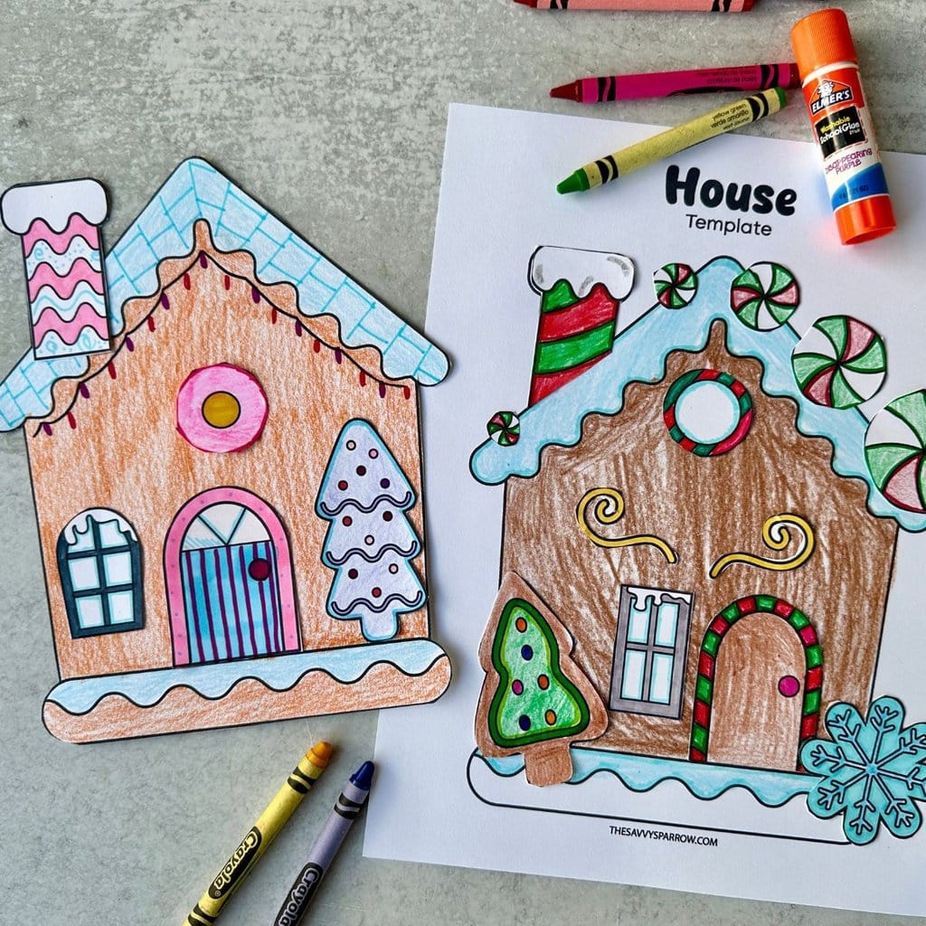 Free Printable Gingerbread House Craft For Kids The Savvy Sparrow