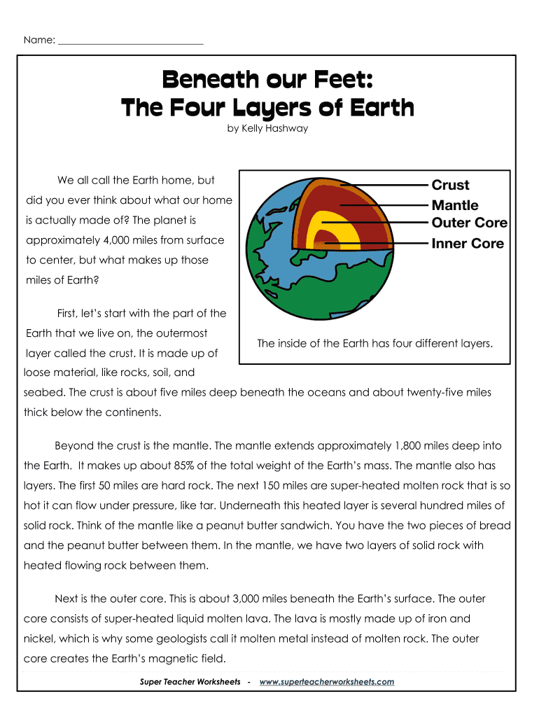 layers of the earth worksheet layers of the earth worksheet