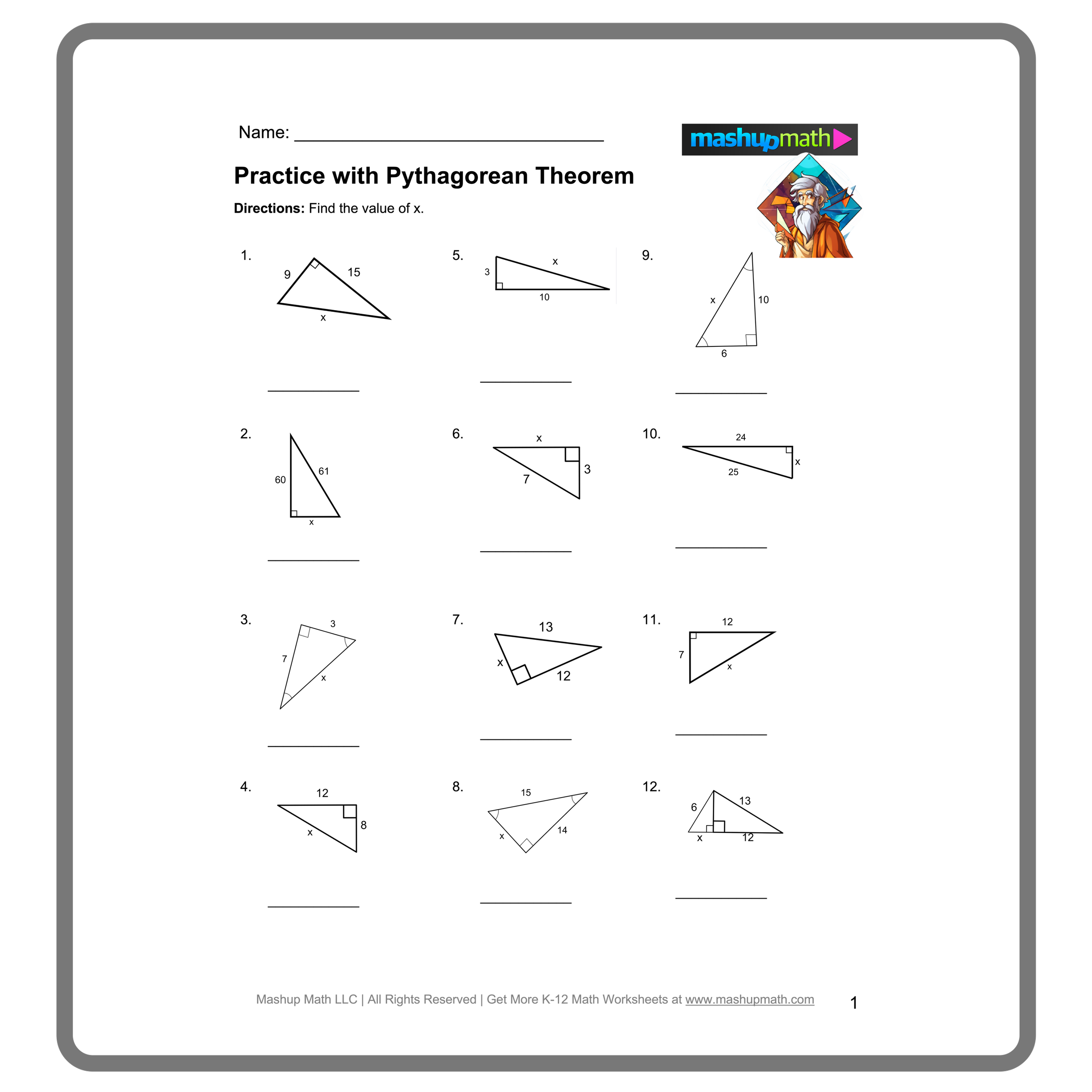 pythagorean theorem worksheet pdf pythagorean theorem worksheet pdf