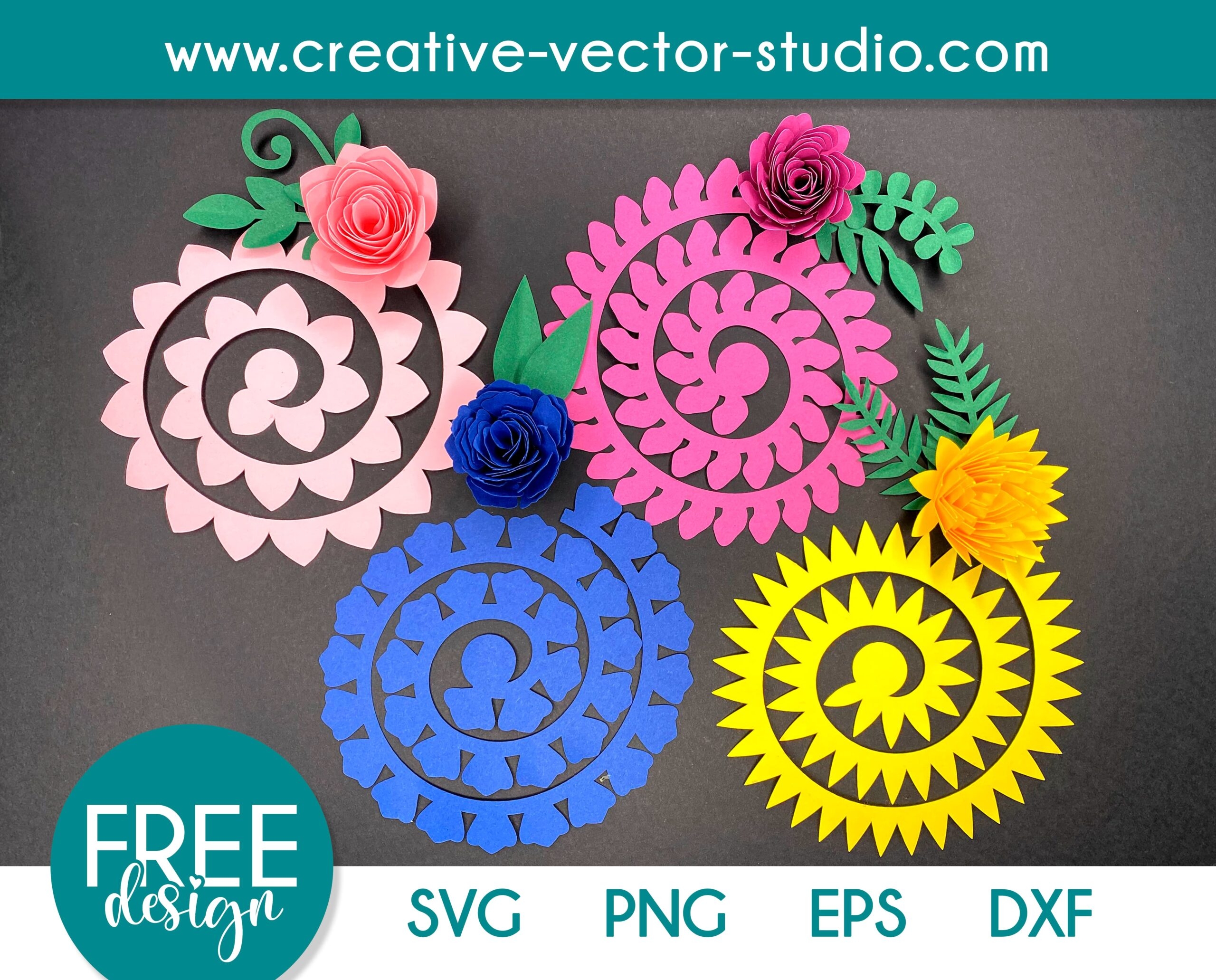 Free Rolled Flower SVG Templates Creative Vector Studio Free Rolled Flower SVG Templates Creative Vector Studio