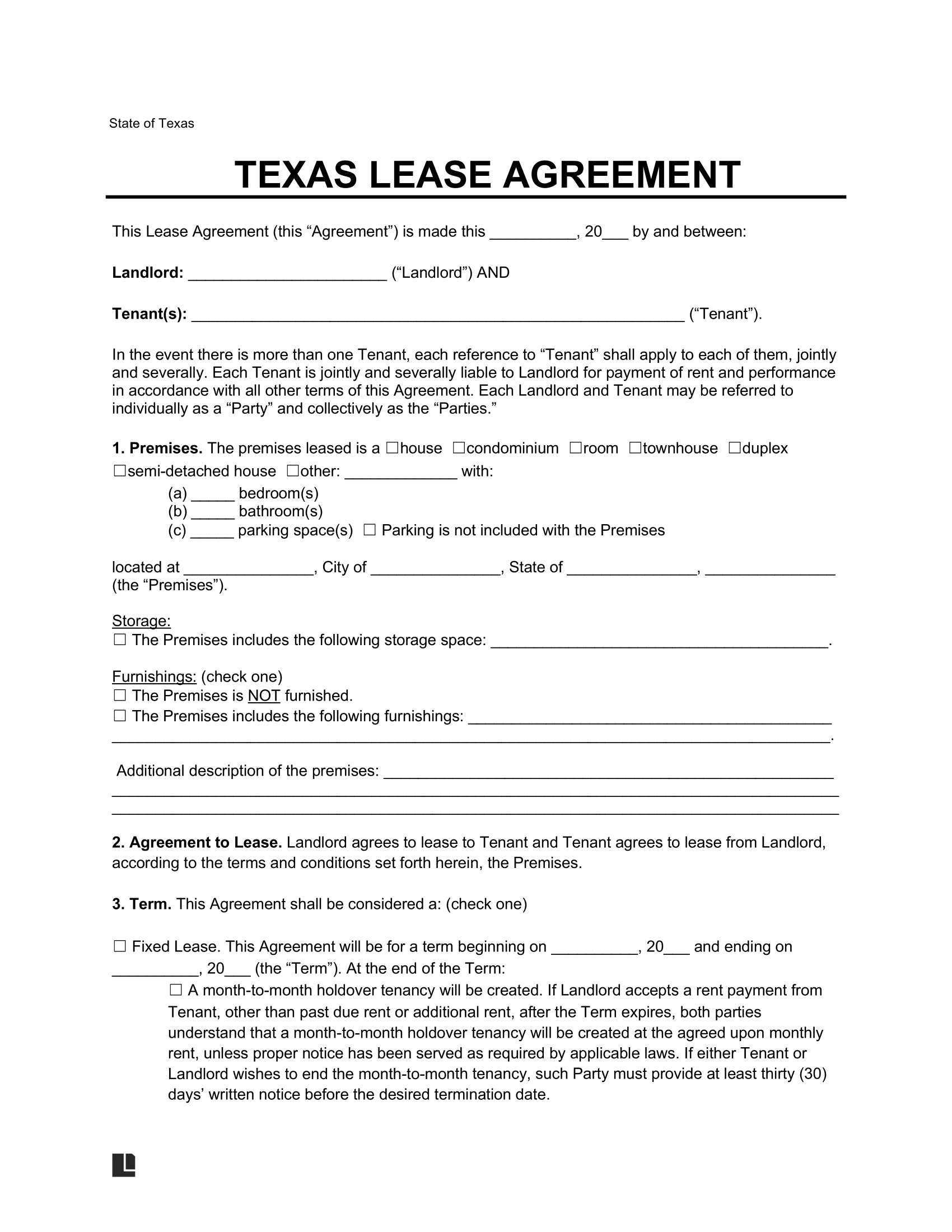 printable simple lease agreement template