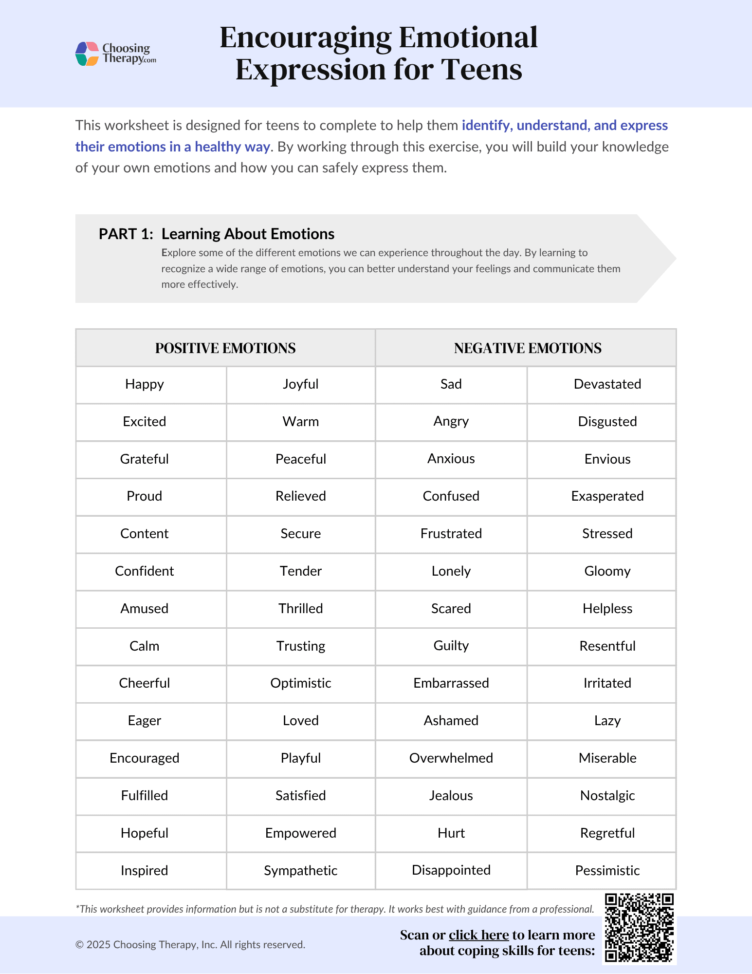 Free Therapy Worksheets For Teens PDF Downloads ChoosingTherapy Free Therapy Worksheets For Teens PDF Downloads ChoosingTherapy