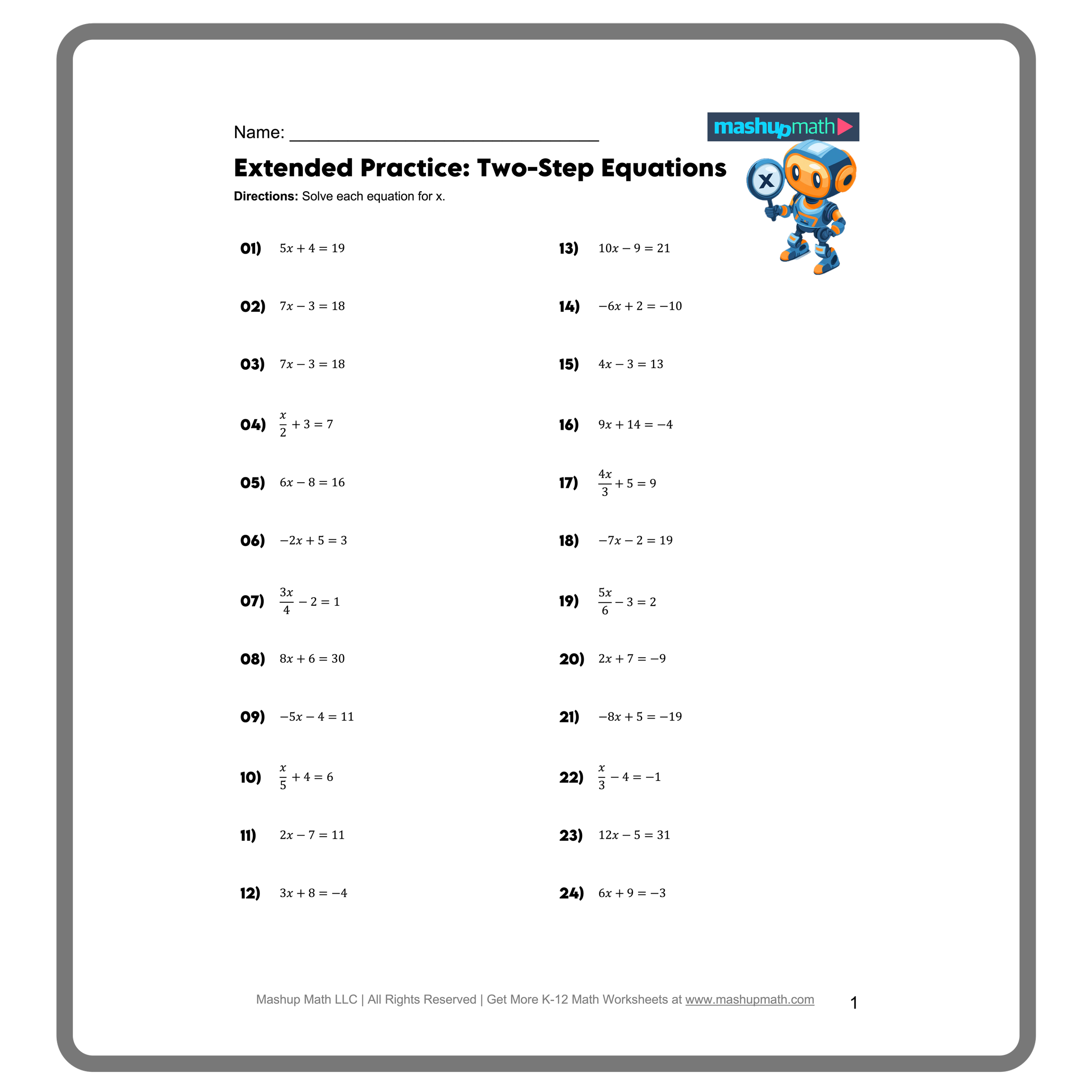 Free Two Step Equations Worksheets Mashup Math Free Two Step Equations Worksheets Mashup Math