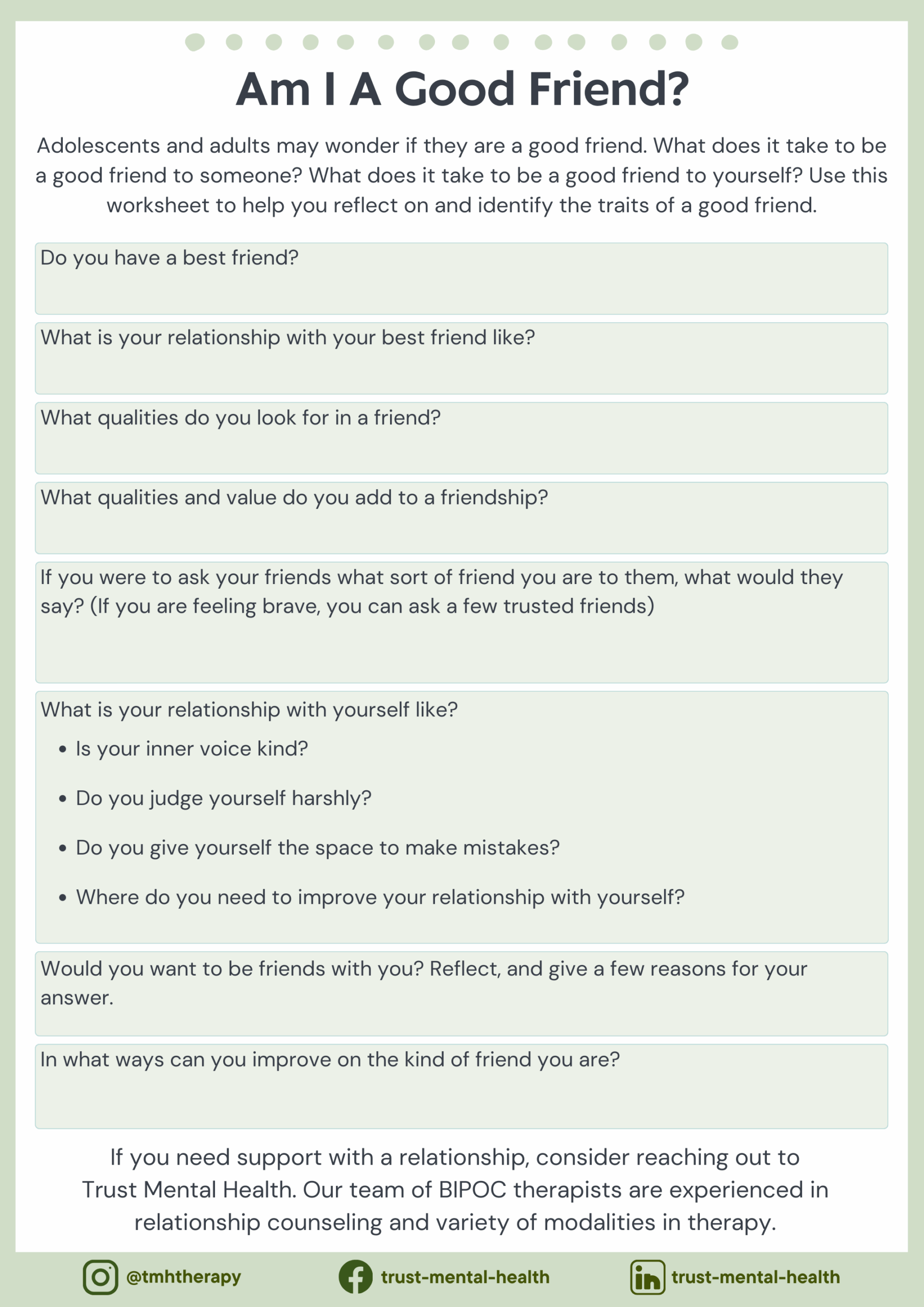 Friendship Worksheets Trust Mental Health Friendship Worksheets Trust Mental Health