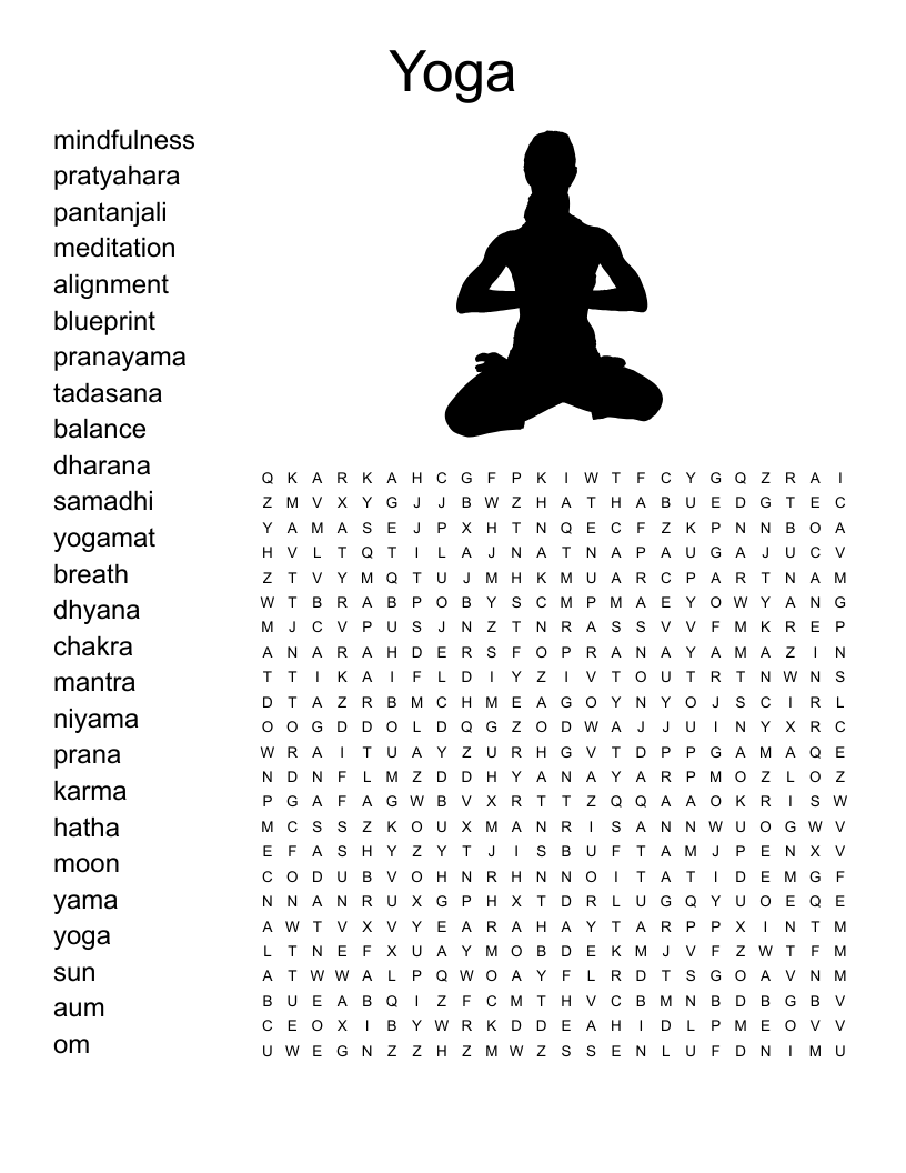 General Yoga Topics Crossword WordMint