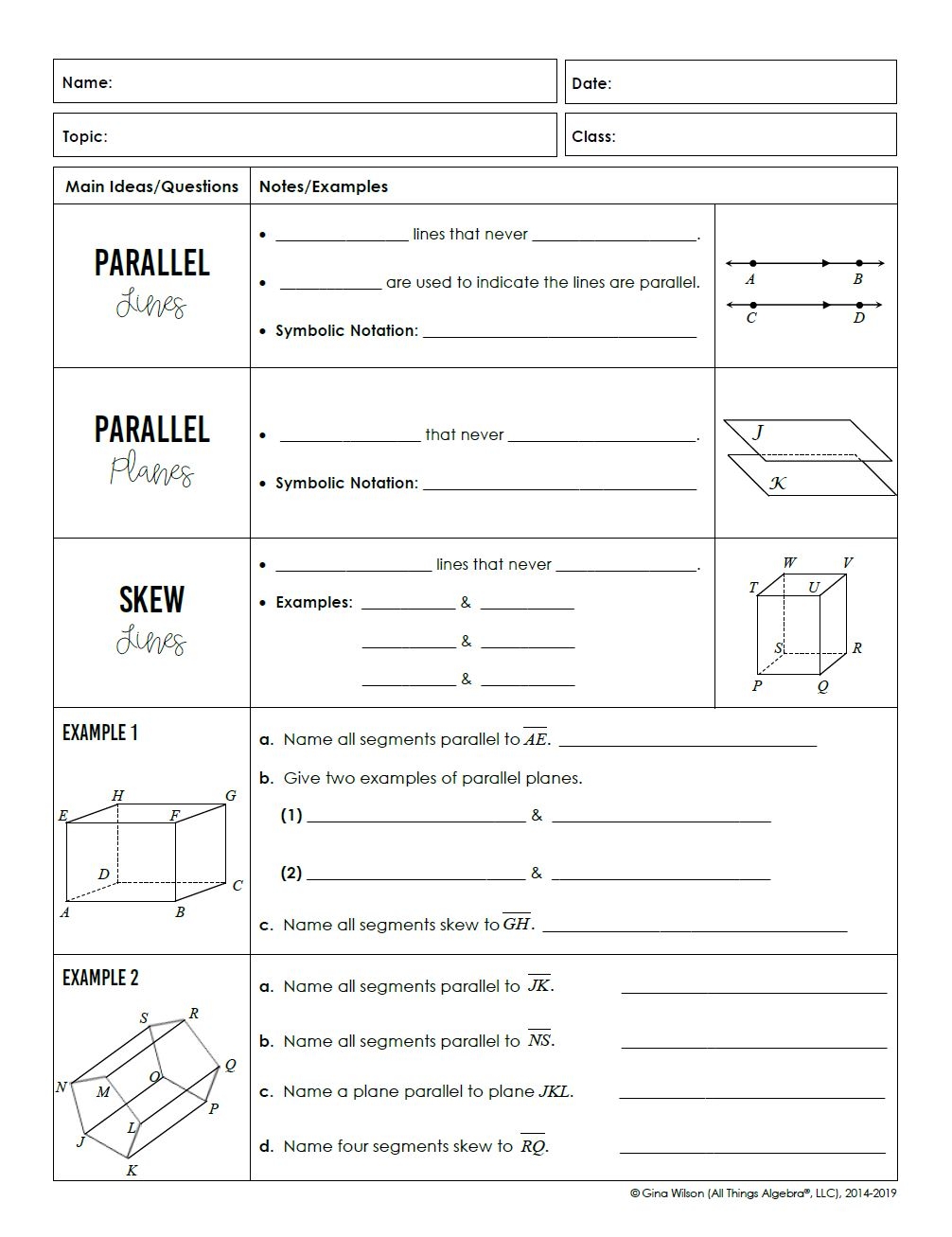 Geometry Unit 3 Parallel Perpendicular Lines All Things Algebra 