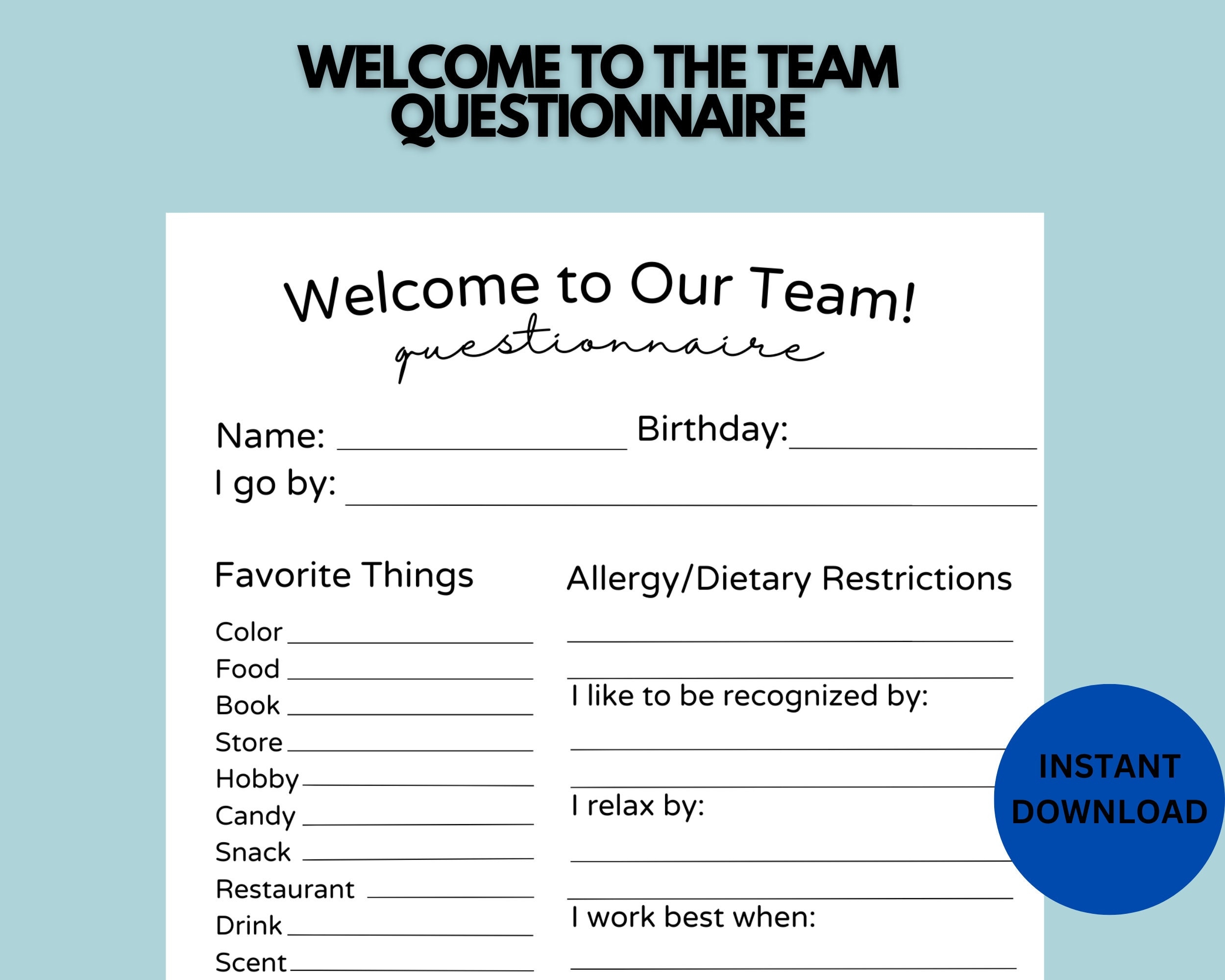 Get To Know Me Survey Coworker Questions Favorites Quiz Employee Appreciation Employee Questionnaire Gift Exchange Survey Etsy Get To Know Me Survey Coworker Questions Favorites Quiz Employee Appreciation Employee Questionnaire Gift Exchange Survey Etsy