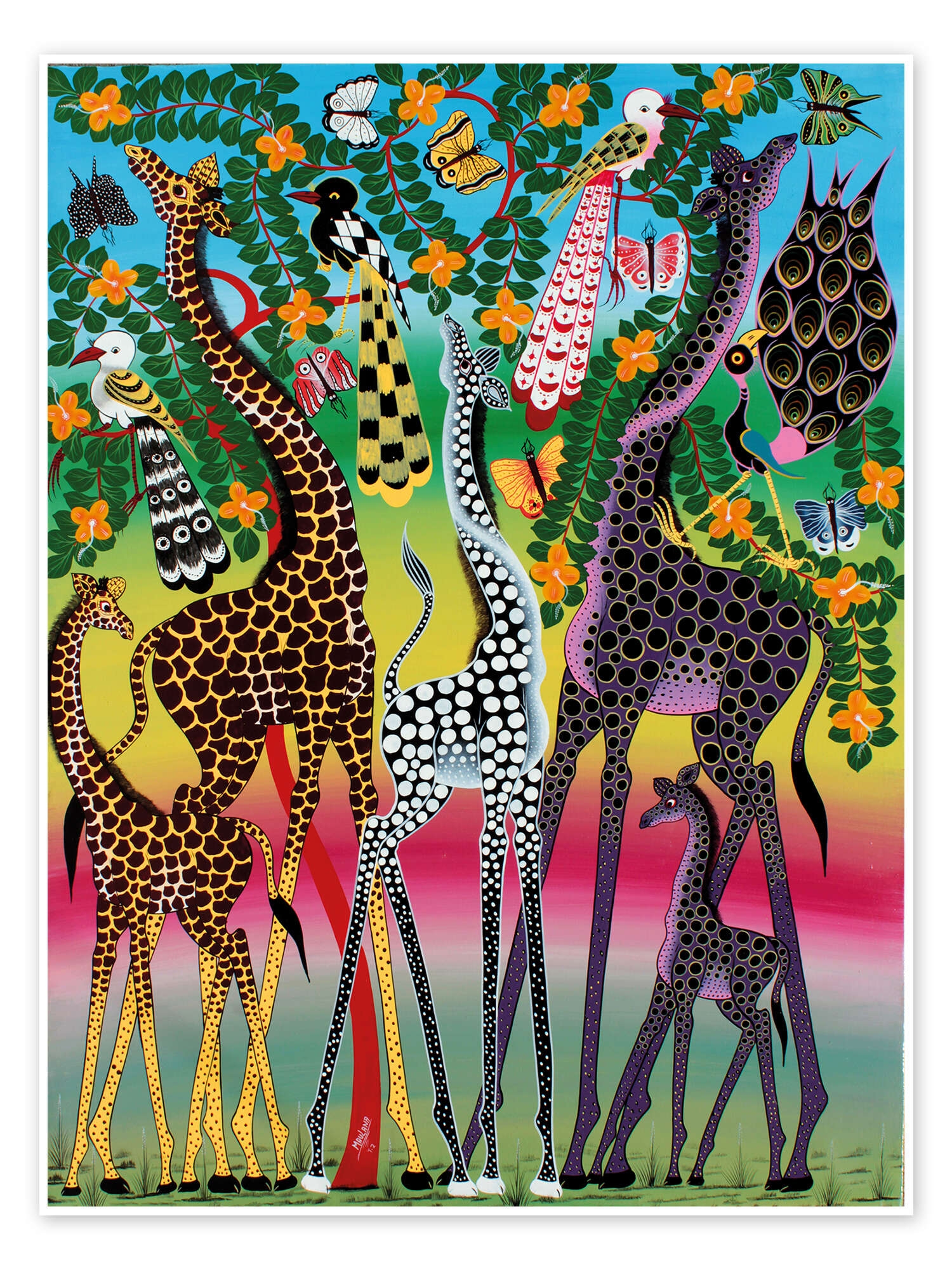 Giraffes In African Colors Print By Maulana Posterlounge Giraffes In African Colors Print By Maulana Posterlounge