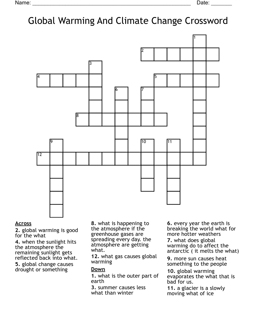 Global Warming And Climate Change Crossword WordMint Global Warming And Climate Change Crossword WordMint