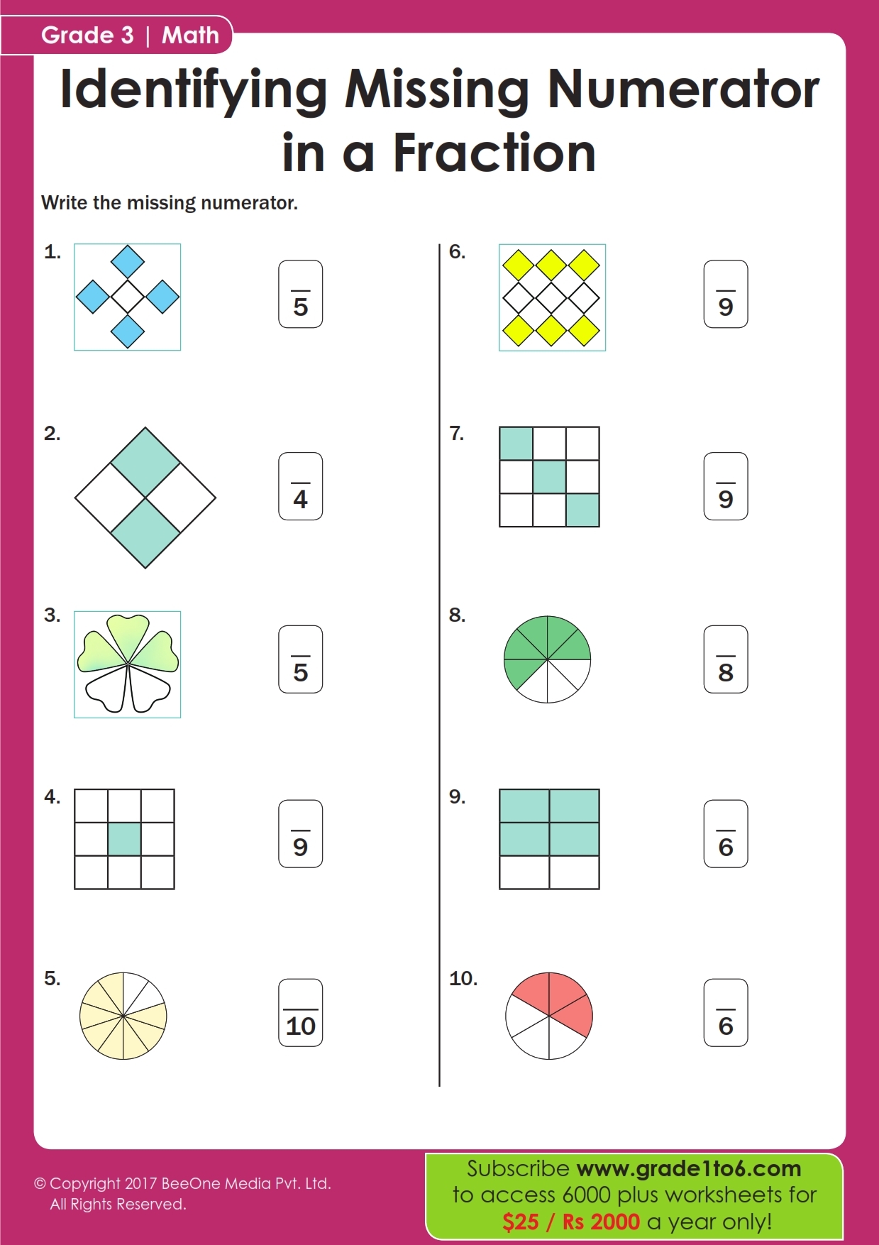 Grade 3 Fractions Worksheet And Workbook BeeOne Teaching Resources Grade 3 Fractions Worksheet And Workbook BeeOne Teaching Resources