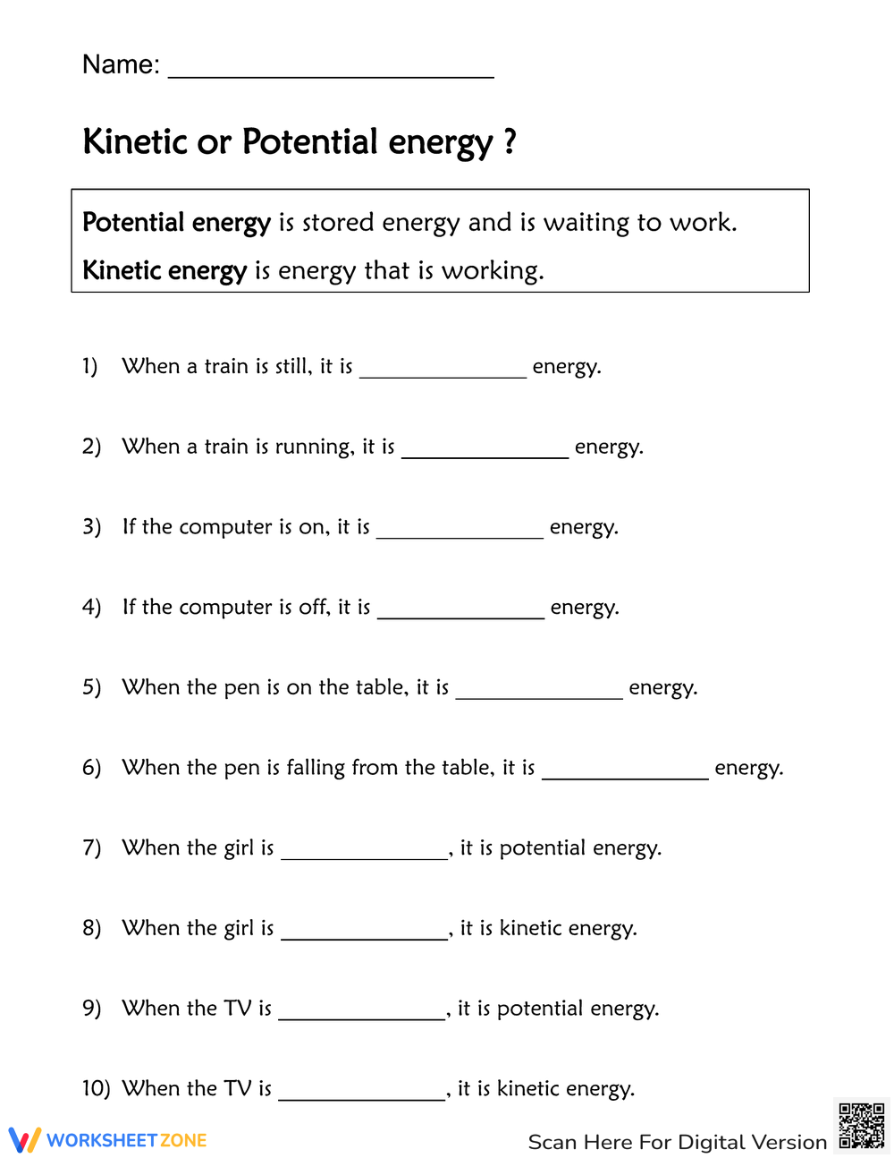 Grade 4 Kinetic And Potential Energy Worksheets Printable Grade 4 Kinetic And Potential Energy Worksheets Printable