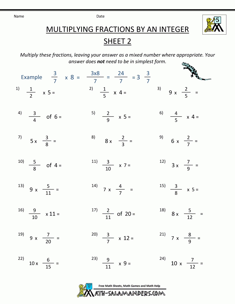 Grade 6 Fractions Worksheets Grade 6 Fractions Worksheets