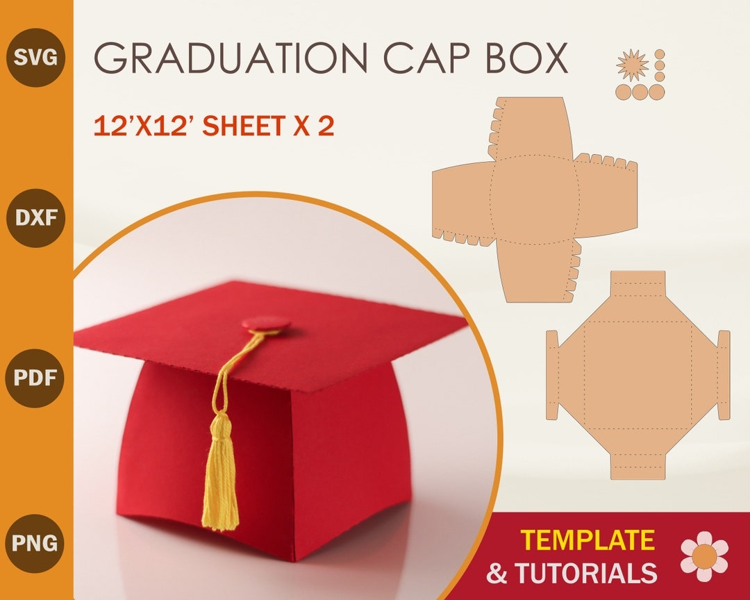 Graduation Cap Box SVG Template Cricut Silhouette Cut Files PDF Etsy Graduation Cap Box SVG Template Cricut Silhouette Cut Files PDF Etsy