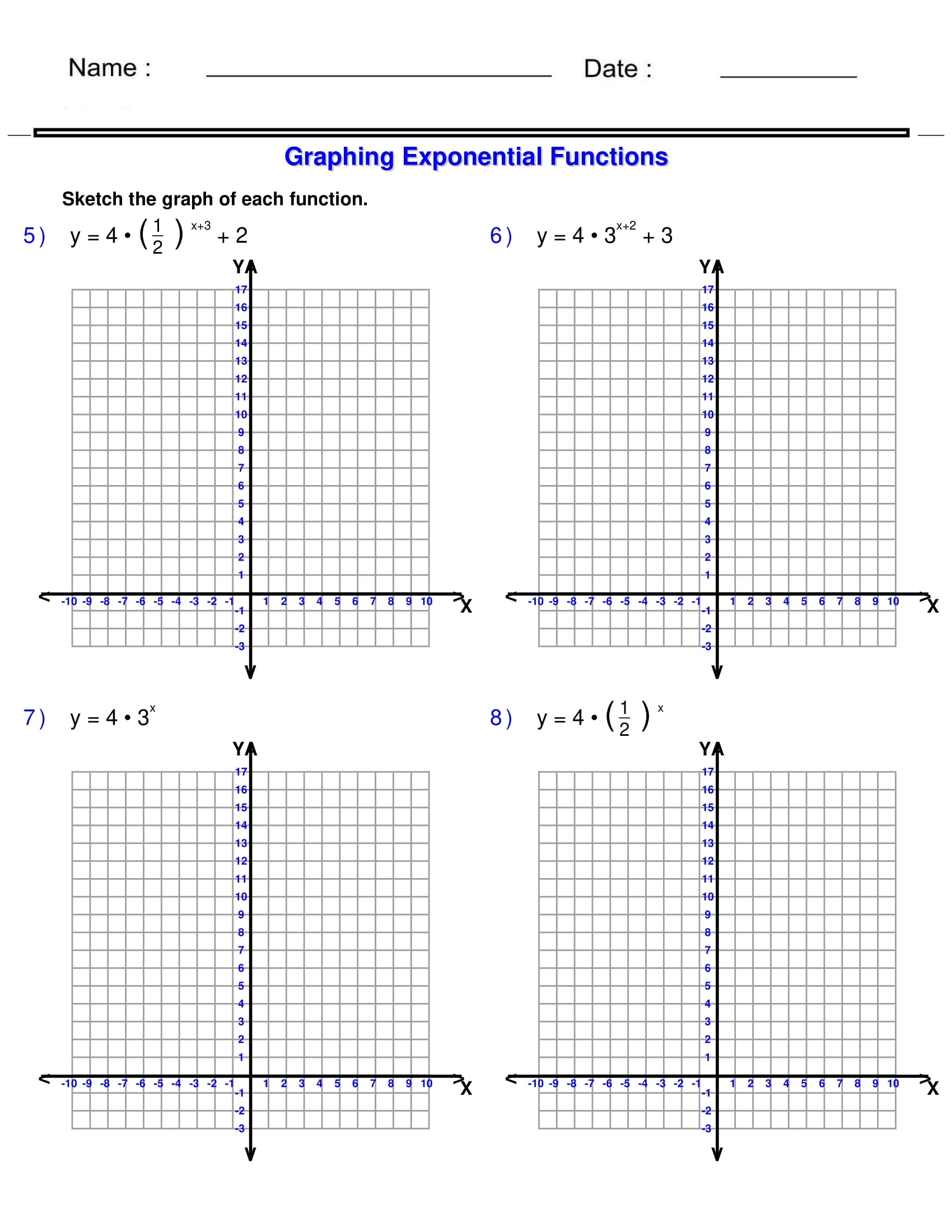 Graphing Exponential Functions Exponents Worksheets Algebra 1 Made By Teachers Graphing Exponential Functions Exponents Worksheets Algebra 1 Made By Teachers