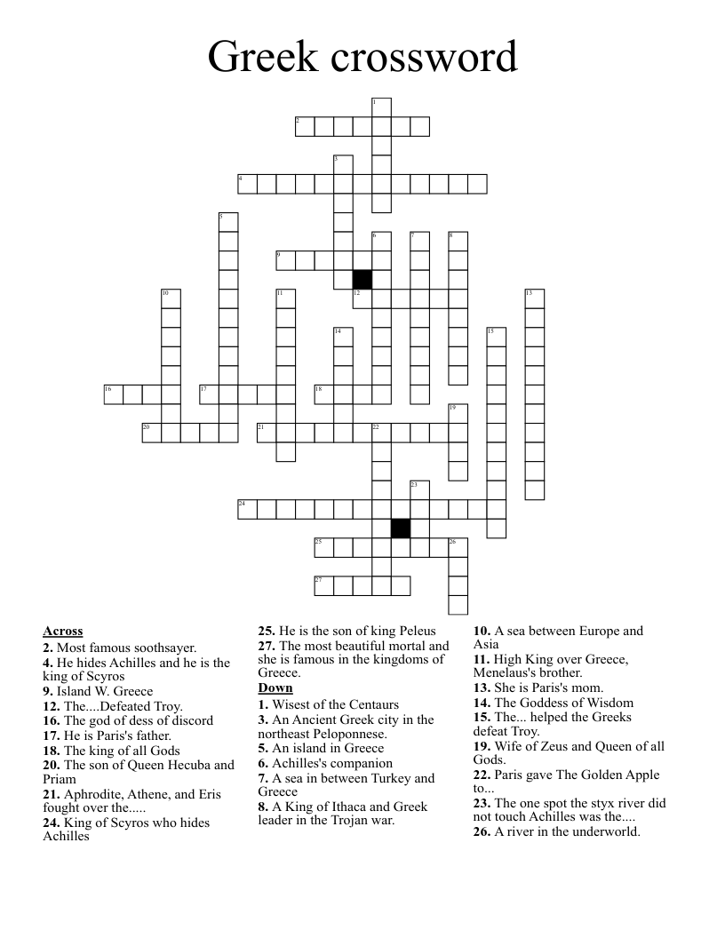 Greek Crossword WordMint