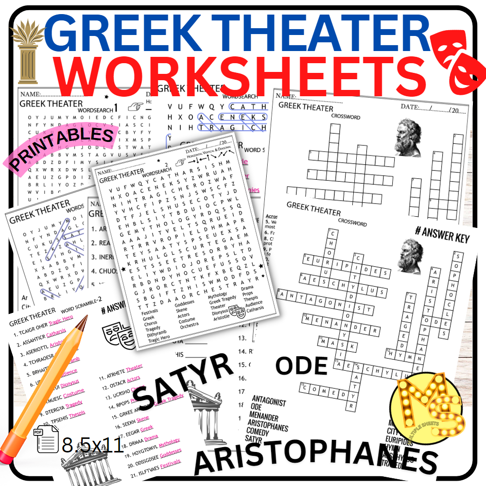 Greek Theatre Worksheets Crossword Word Scramble Word Search Made By Teachers Greek Theatre Worksheets Crossword Word Scramble Word Search Made By Teachers