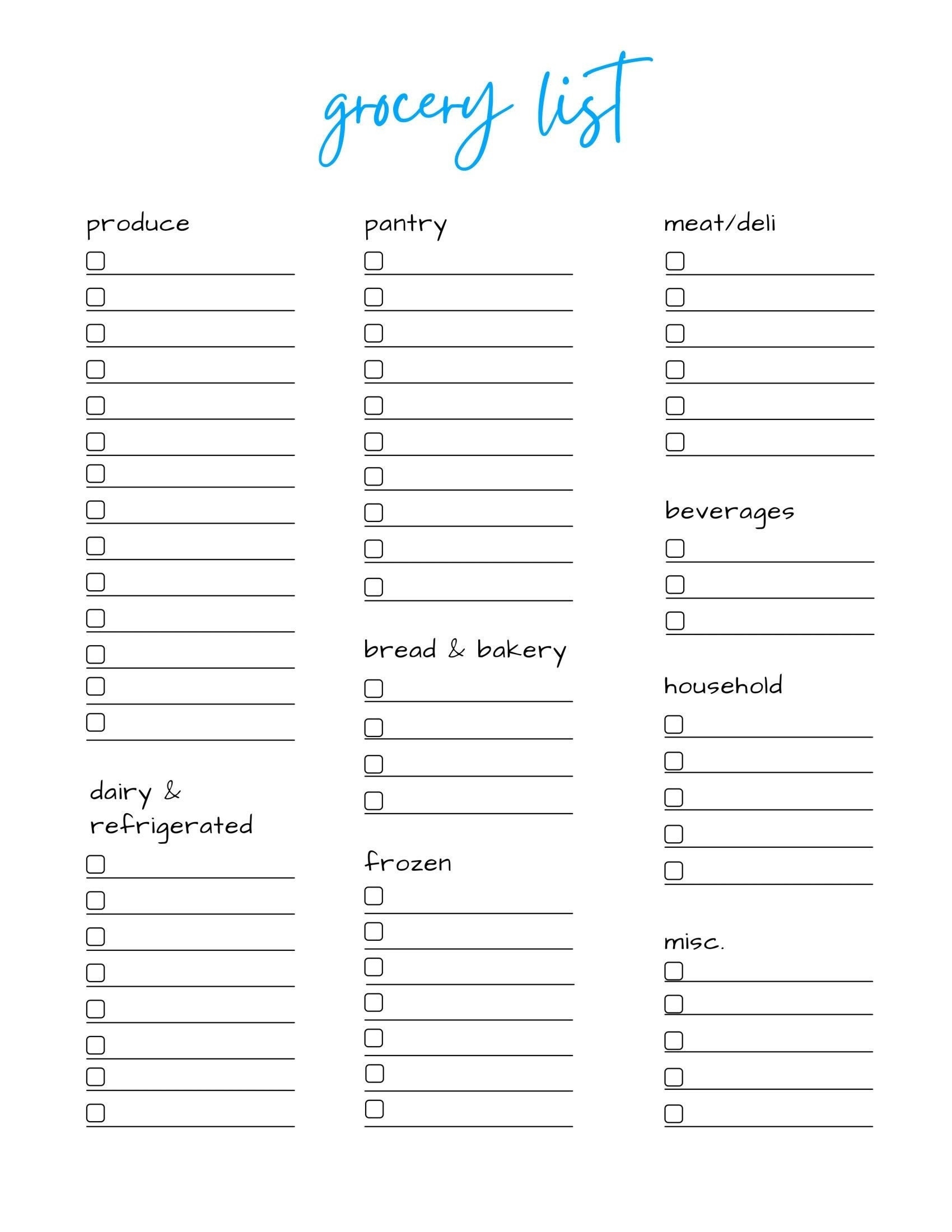 grocery list template printable grocery list template printable