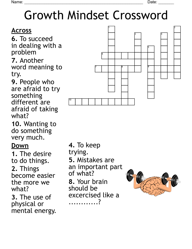 Growth Mindset Crossword WordMint Growth Mindset Crossword WordMint