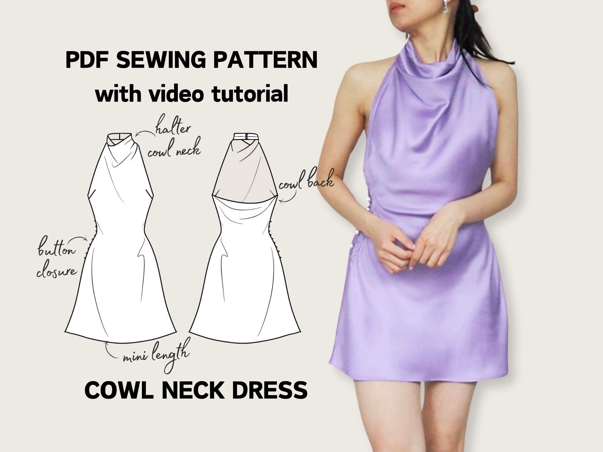 Halter Cowl Neck Summer Dress PDF Digital Sewing Pattern EU 34 52 US 2 20 Instant Download Sienna Bias Cut Mini Dress Etsy Halter Cowl Neck Summer Dress PDF Digital Sewing Pattern EU 34 52 US 2 20 Instant Download Sienna Bias Cut Mini Dress Etsy