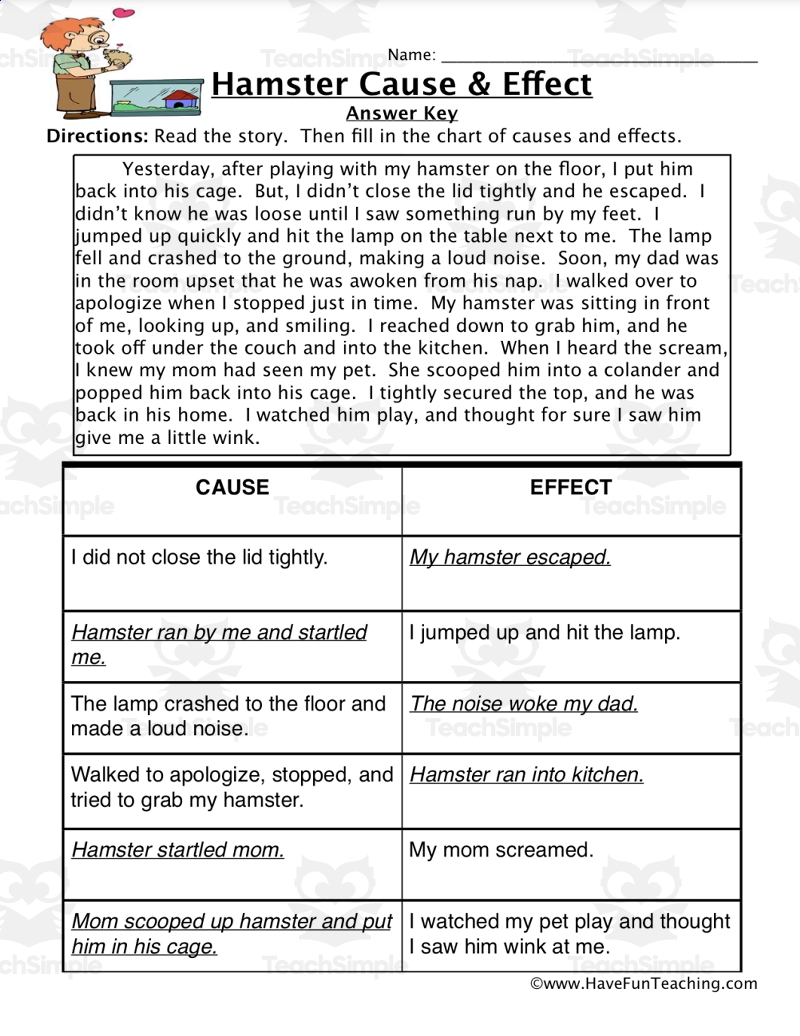 cause and effect worksheet cause and effect worksheet