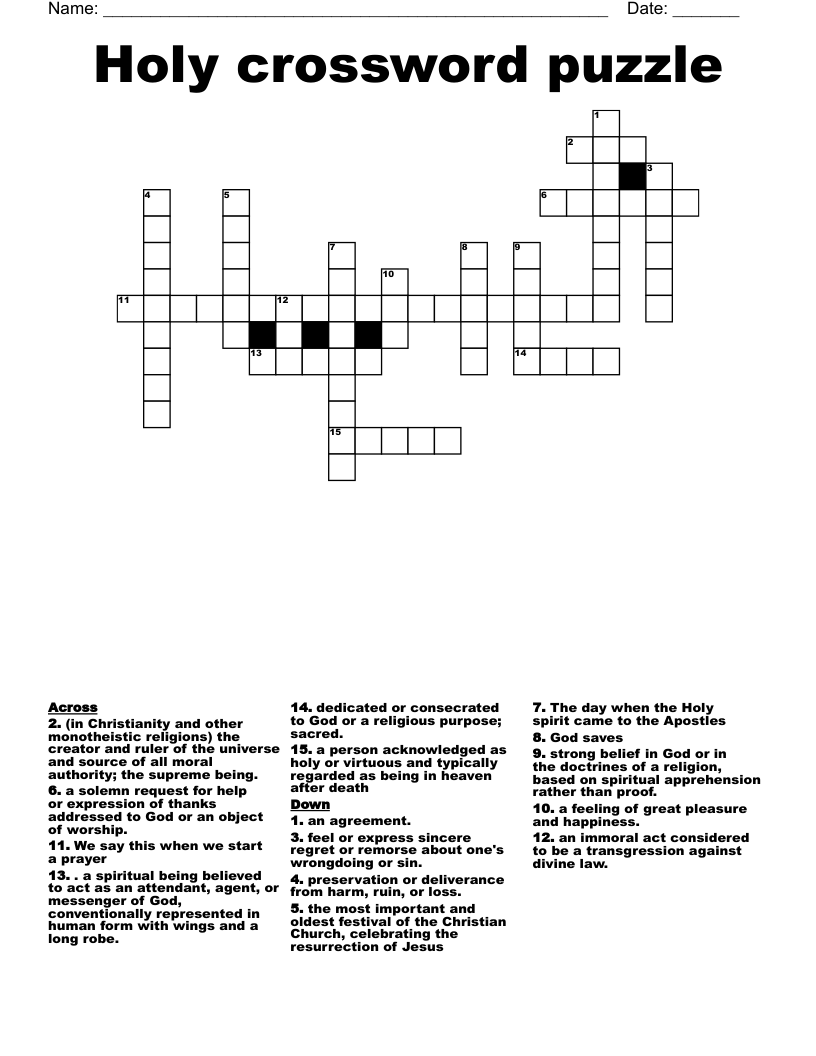 Holy Crossword Puzzle WordMint Holy Crossword Puzzle WordMint