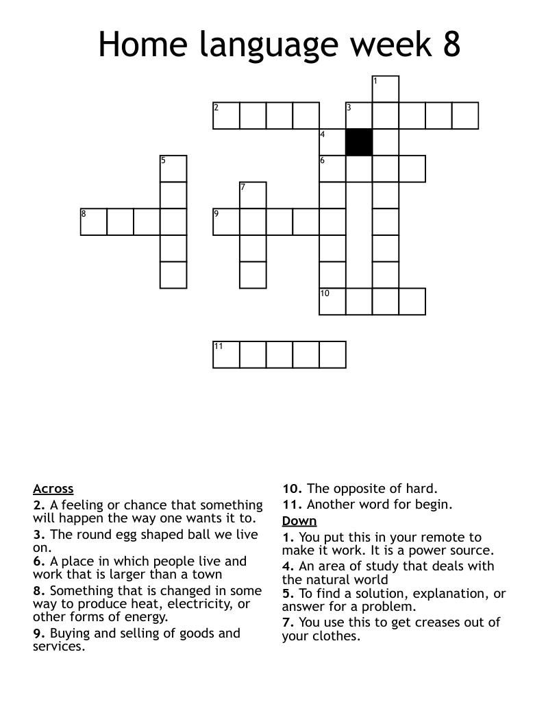 Home Language Week 8 Crossword WordMint Home Language Week 8 Crossword WordMint
