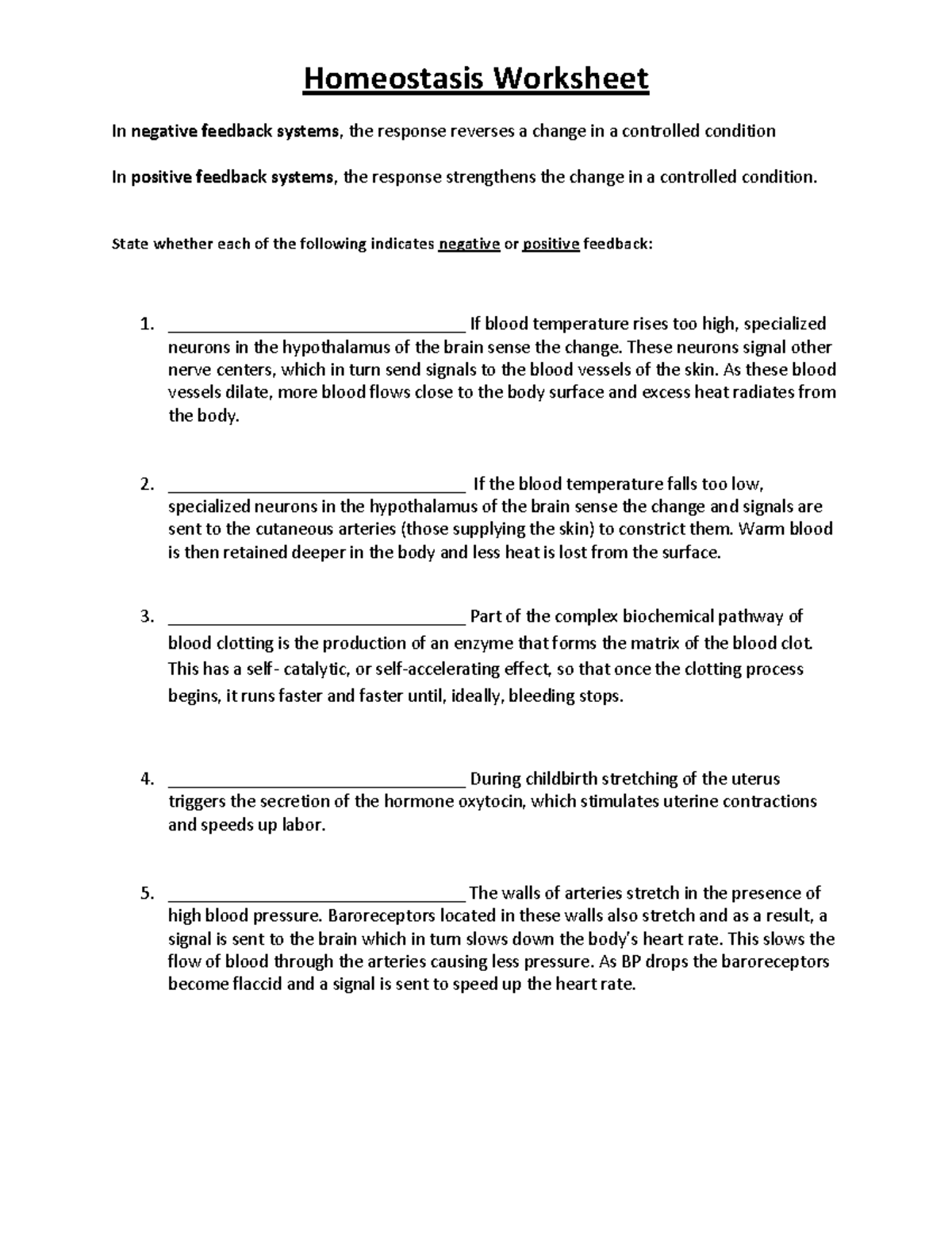 Homeostasis Worksheet Feedback Mechanisms Analysis Studocu Homeostasis Worksheet Feedback Mechanisms Analysis Studocu
