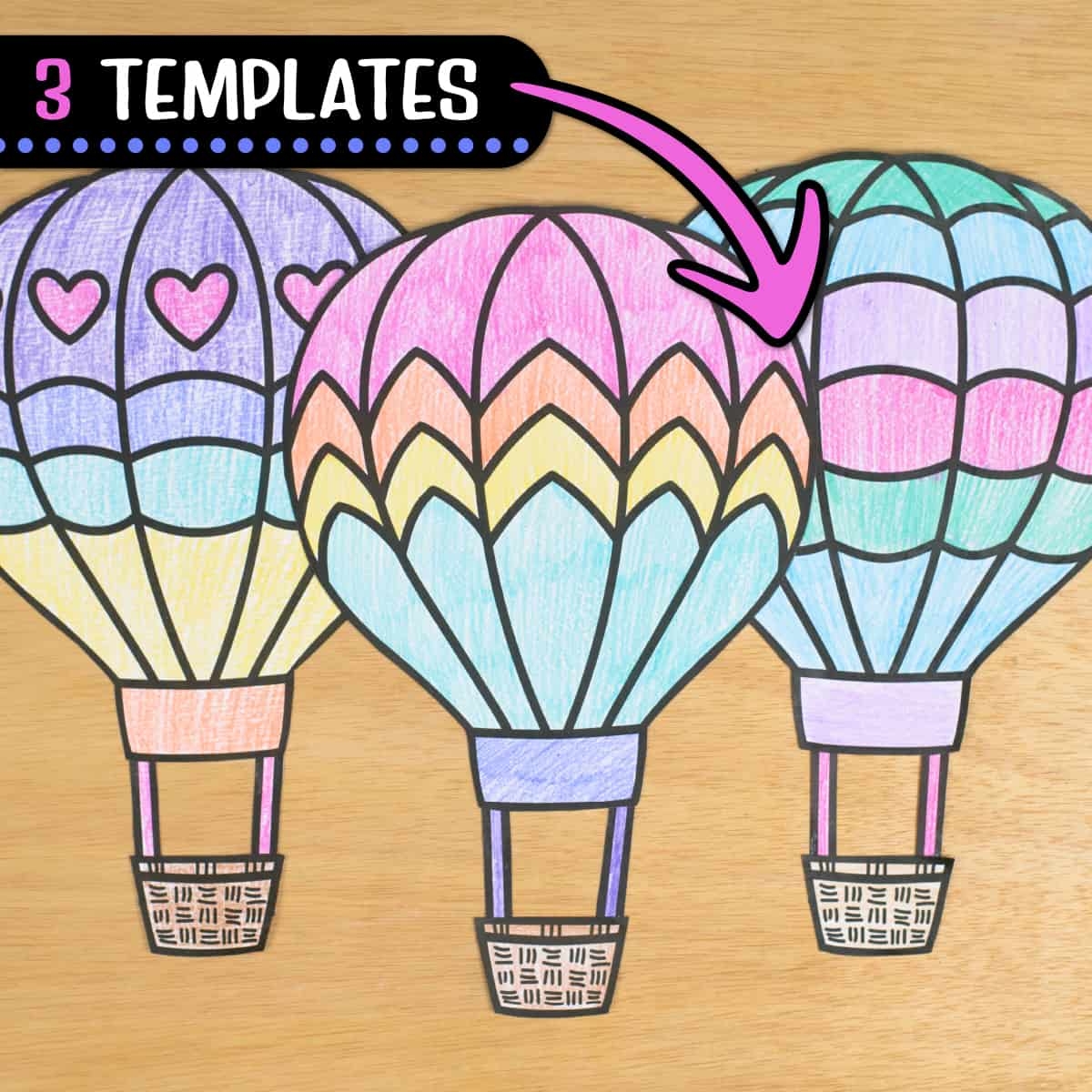 Hot Air Balloon Coloring Craft Summer Writing Activity Template Hot Air Balloon Coloring Craft Summer Writing Activity Template