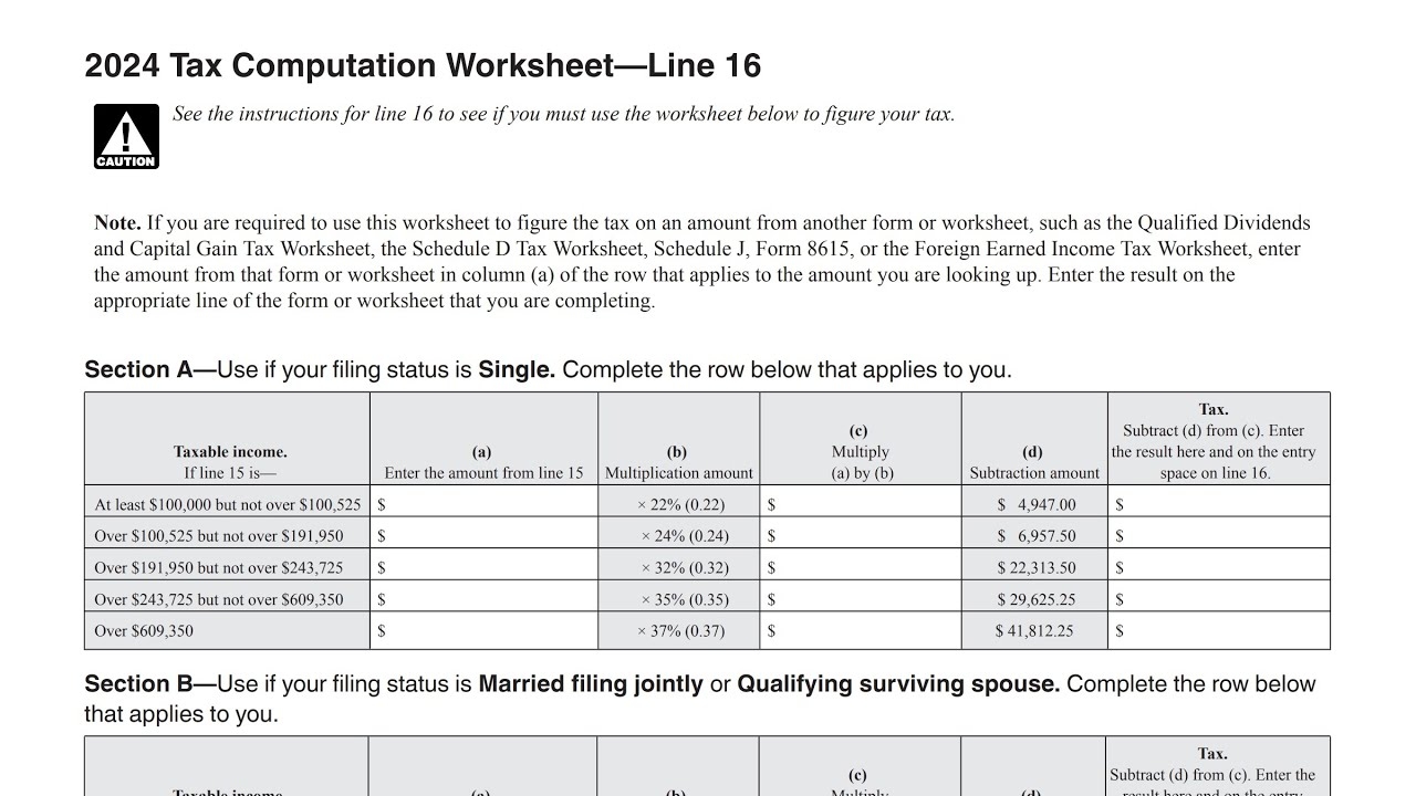 How To Calculate Your Tax Bill Using The Tax Computation Worksheet YouTube How To Calculate Your Tax Bill Using The Tax Computation Worksheet YouTube