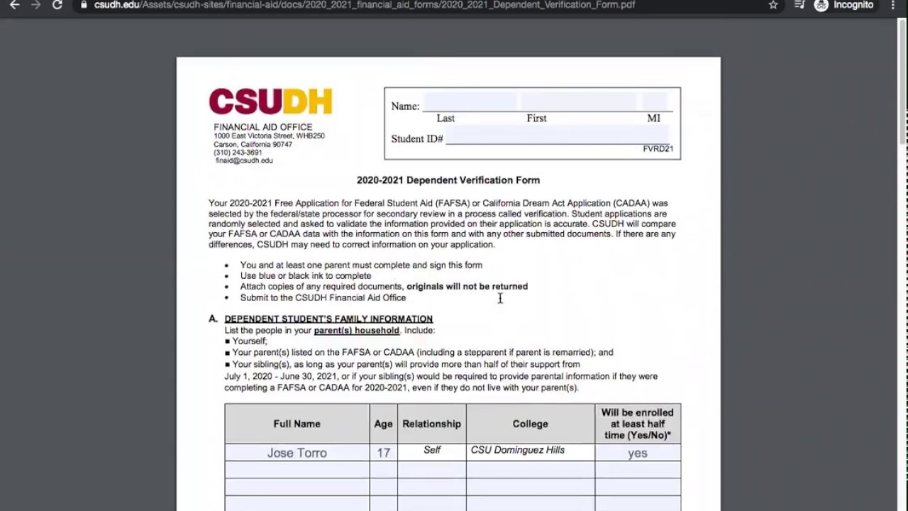 How To Complete A Dependent Verification Form YouTube How To Complete A Dependent Verification Form YouTube