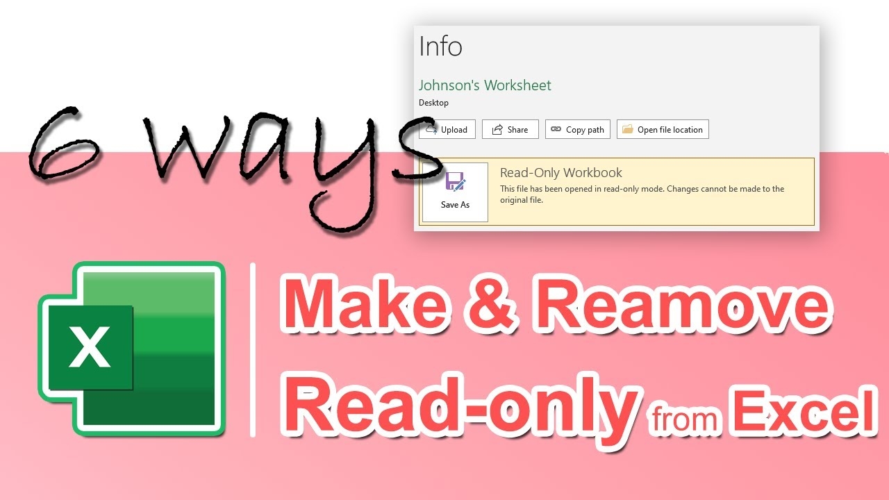 How To Make Remove Read only From Excel Excel Read only Change YouTube How To Make Remove Read only From Excel Excel Read only Change YouTube