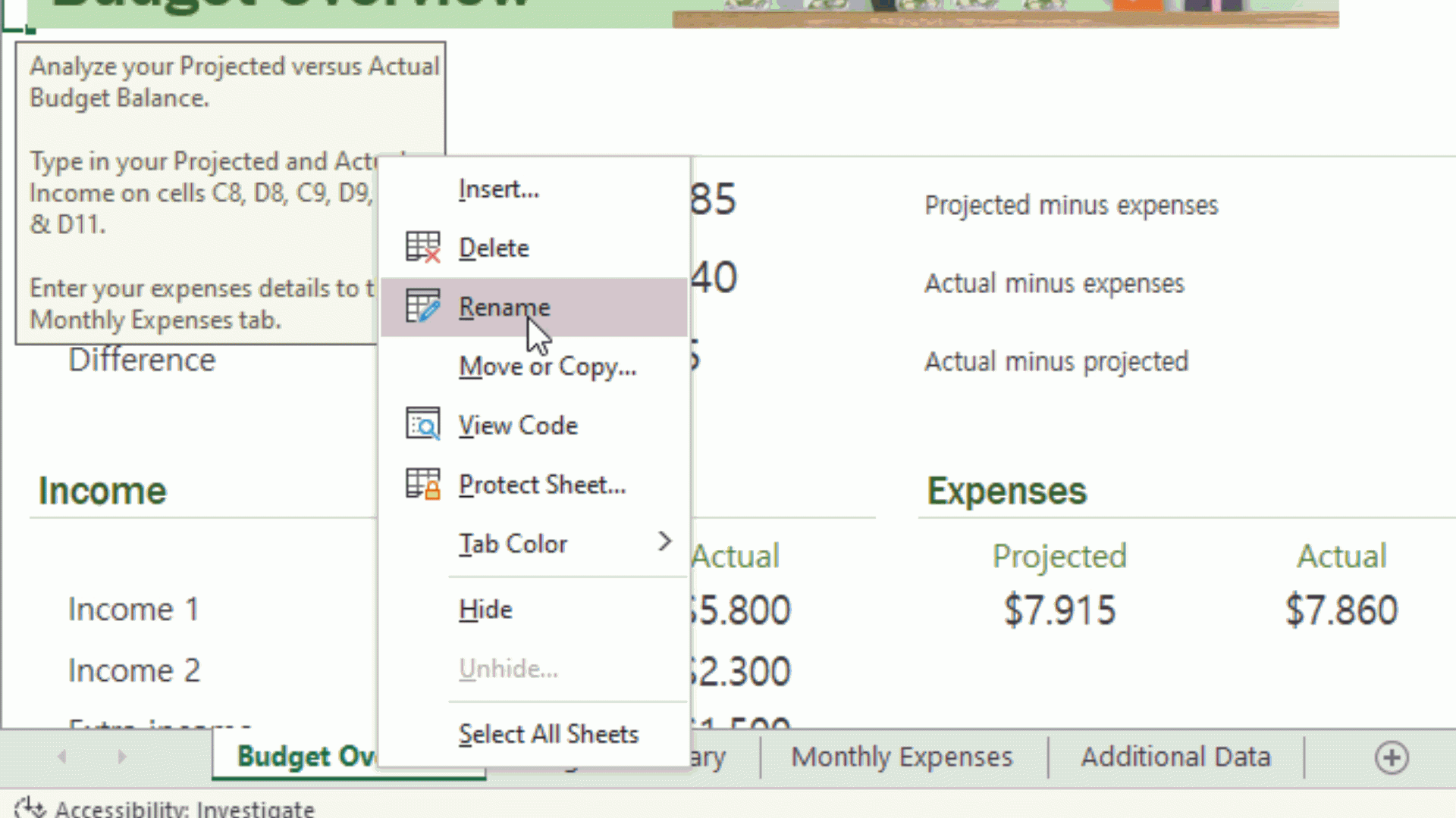 How To Rename A Worksheet In A Microsoft Excel Workbook Smart Office