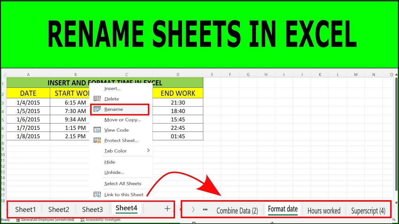 How To Rename Sheet In Excel How To Rename A Worksheet In Microsoft Excel YouTube