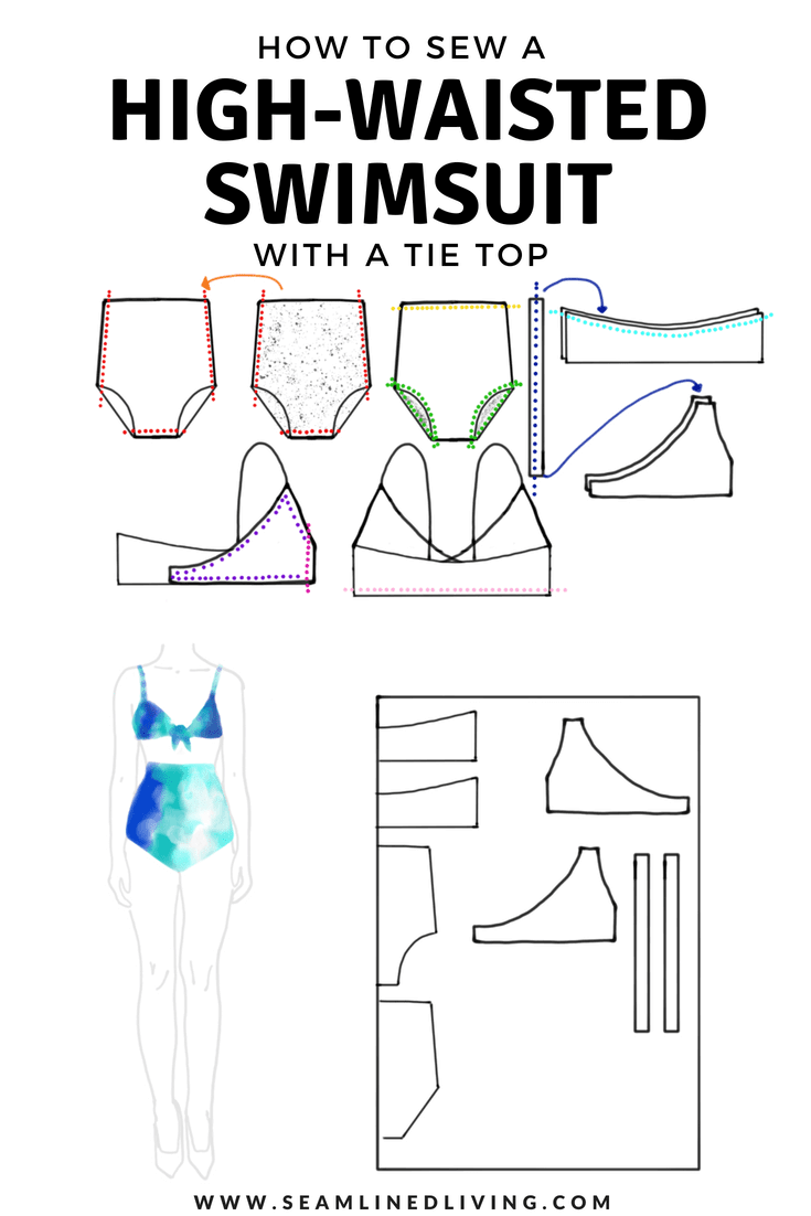 How To Sew A High Waisted Swimsuit DIY Bikini Pattern How To Sew A High Waisted Swimsuit DIY Bikini Pattern