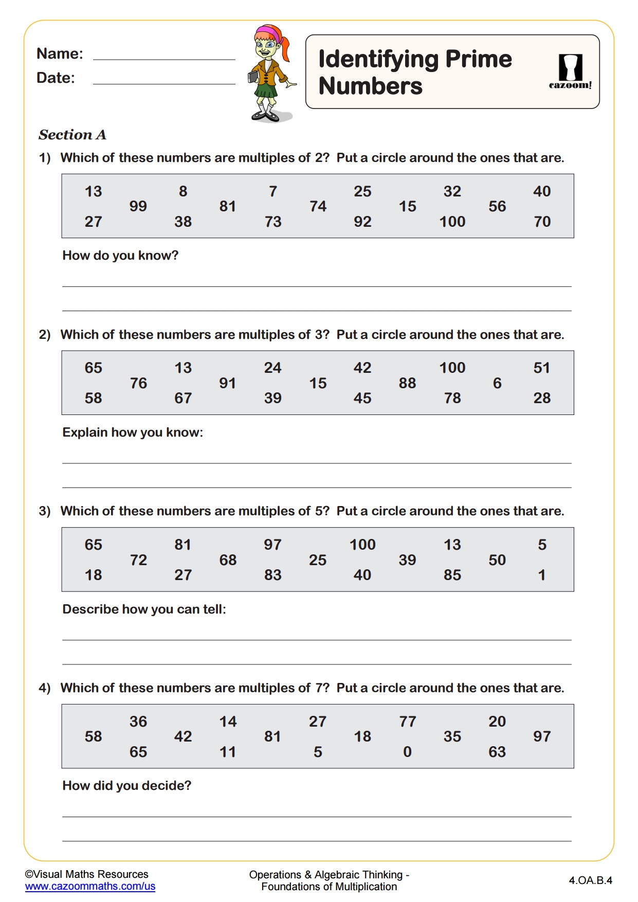 Identifying Prime Numbers Fun And Engaging 4th Grade PDF Worksheets Cazoom Math Identifying Prime Numbers Fun And Engaging 4th Grade PDF Worksheets Cazoom Math