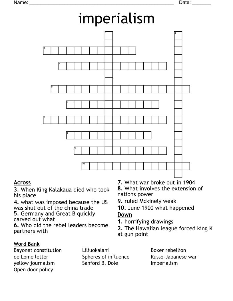 Imperialism Crossword WordMint Imperialism Crossword WordMint
