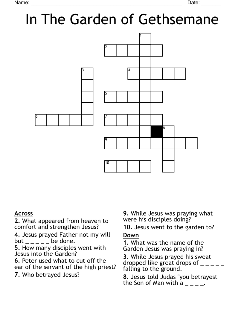 In The Garden Of Gethsemane Crossword WordMint