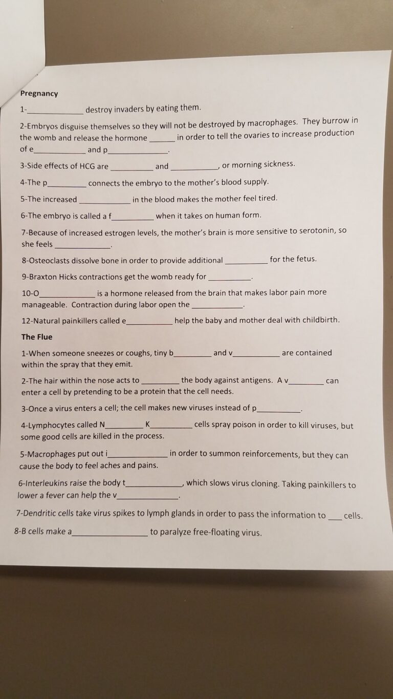In The Womb Answer Key Fill Online Printable Fillable Blank Worksheets Library