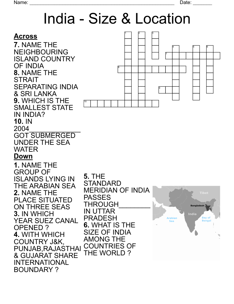 Indian States And Capitals Crossword WordMint Indian States And Capitals Crossword WordMint